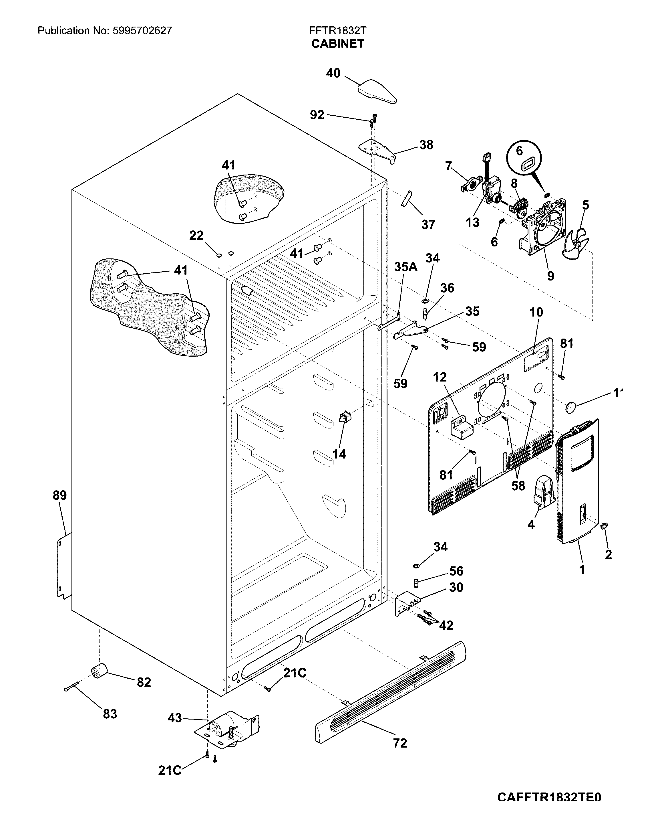 Frigidaire FFTR1832TE0 cabinet diagram