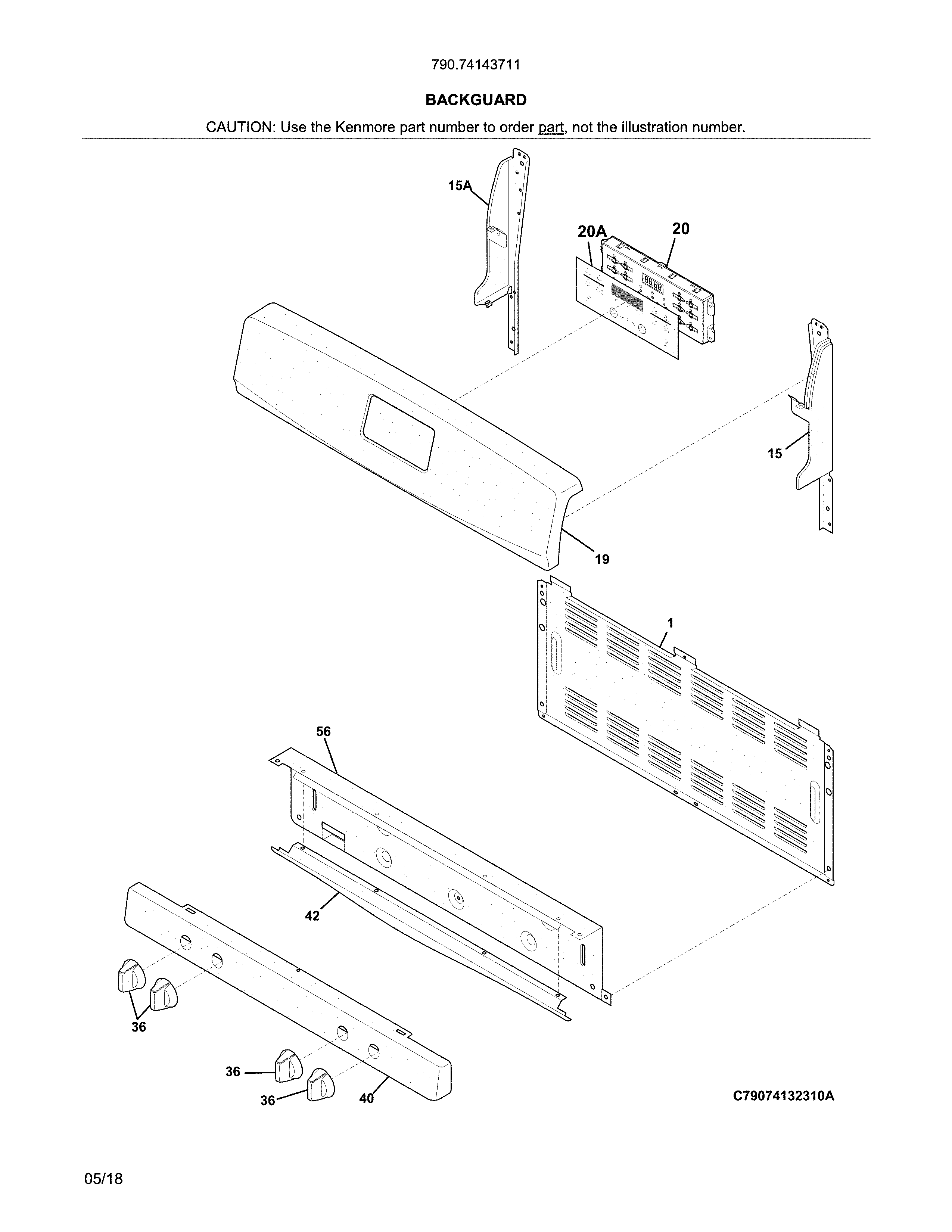 Kenmore 79074143711 backguard diagram