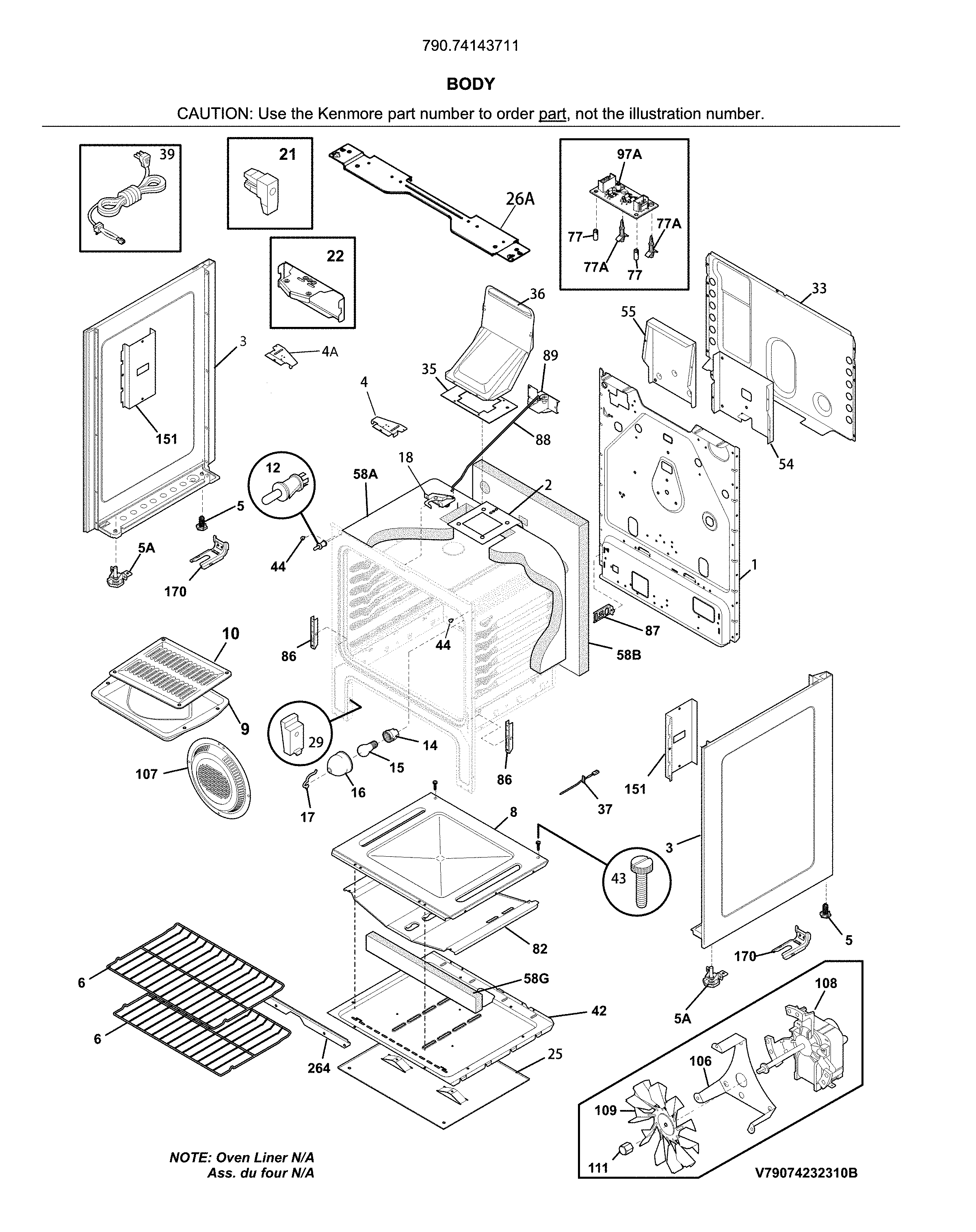 Kenmore 79074143711 body diagram