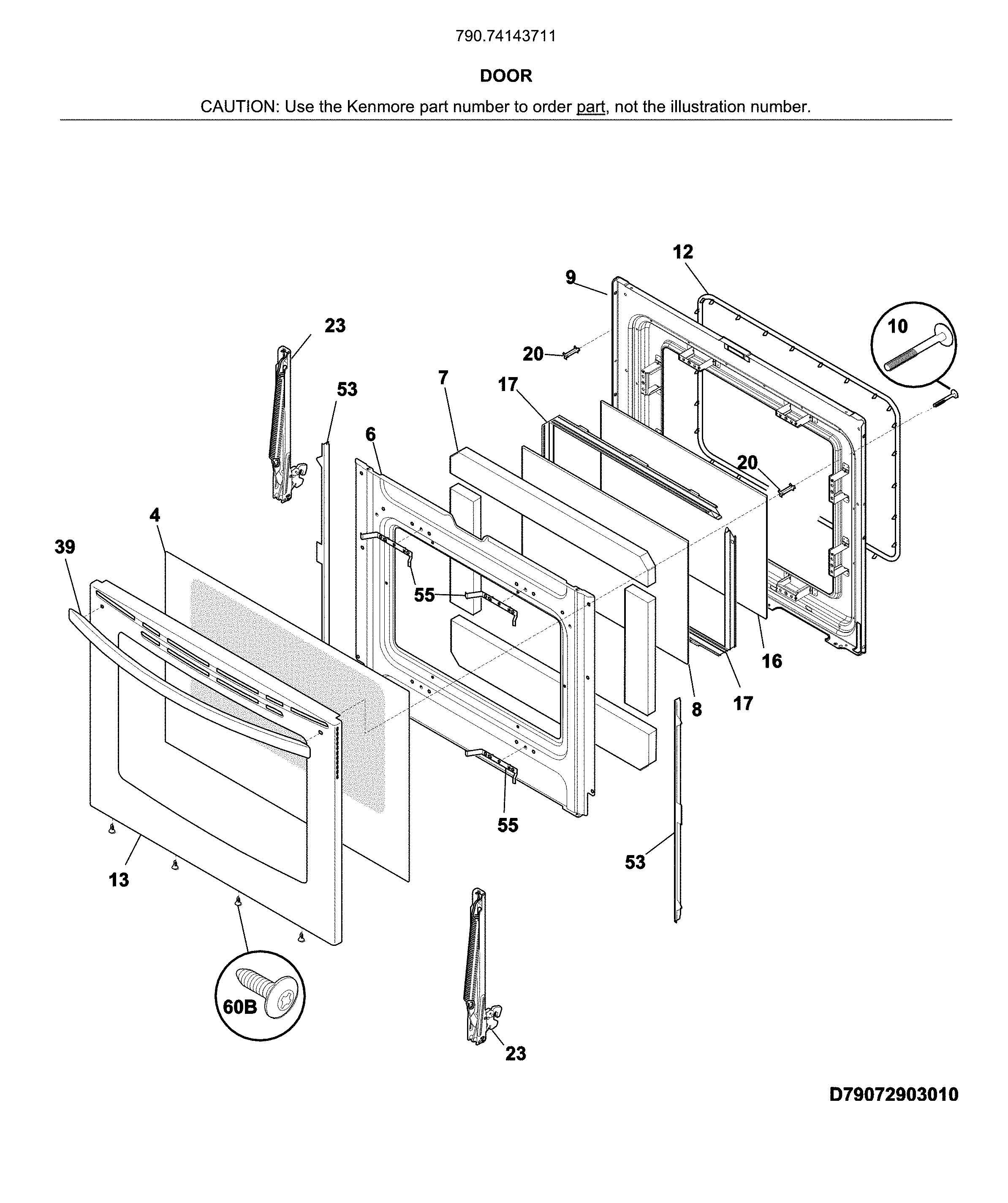 Kenmore 79074143711 door diagram
