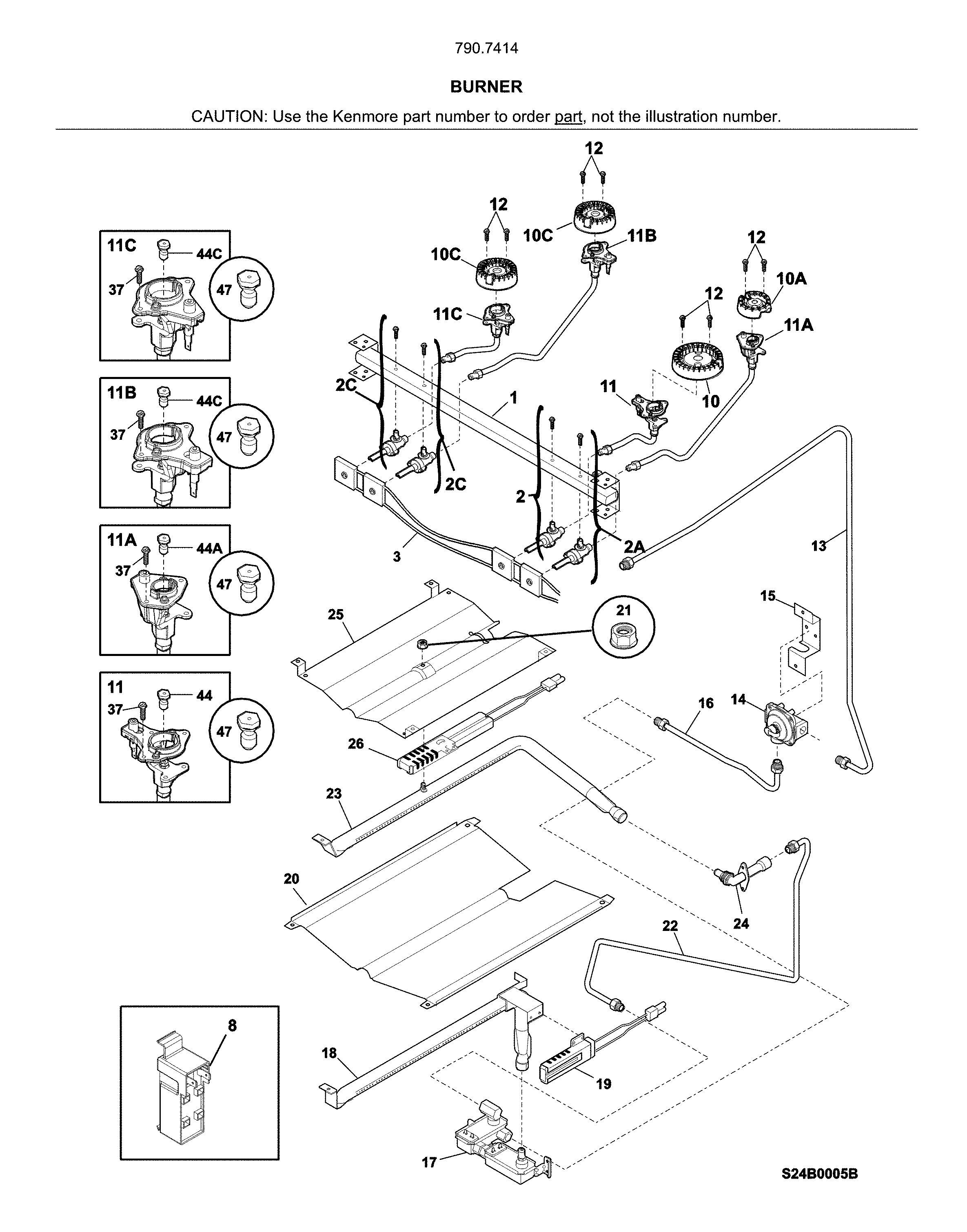 Kenmore 79074142711 burner diagram