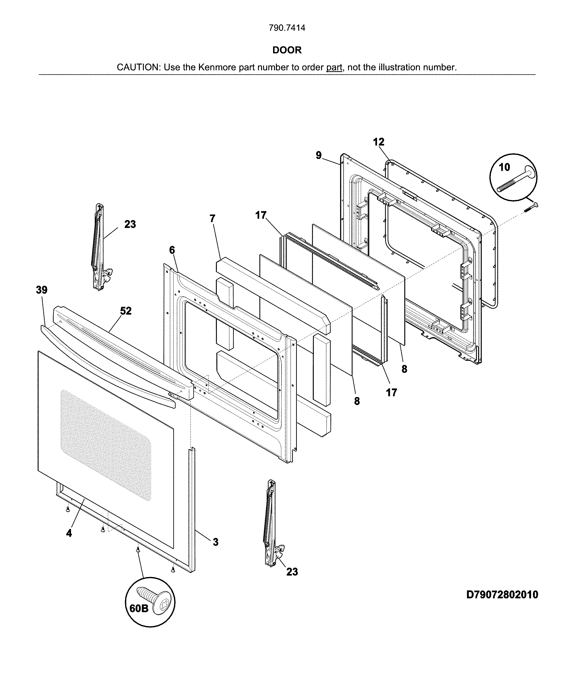 Kenmore 79074142711 door diagram