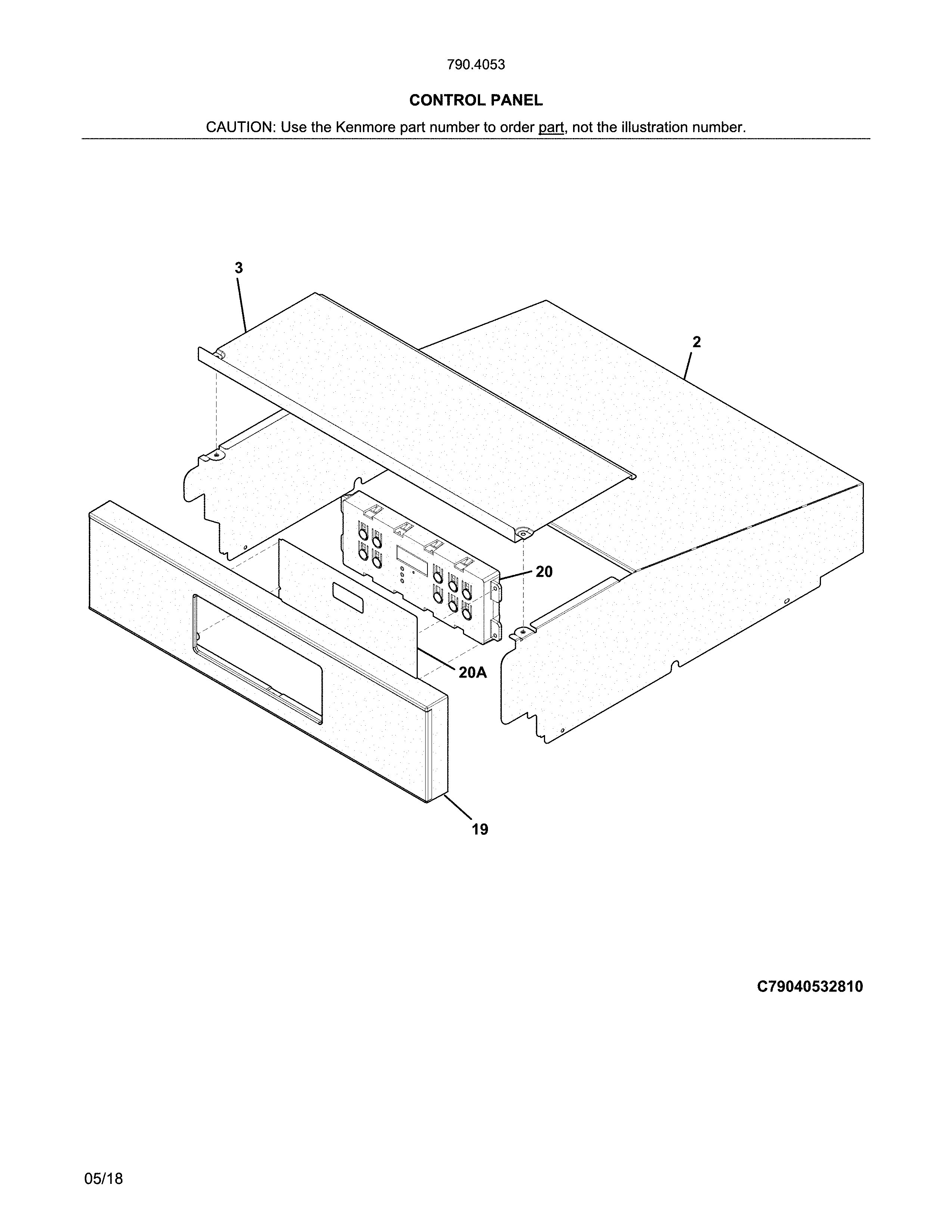 Kenmore 79040539810 control panel diagram
