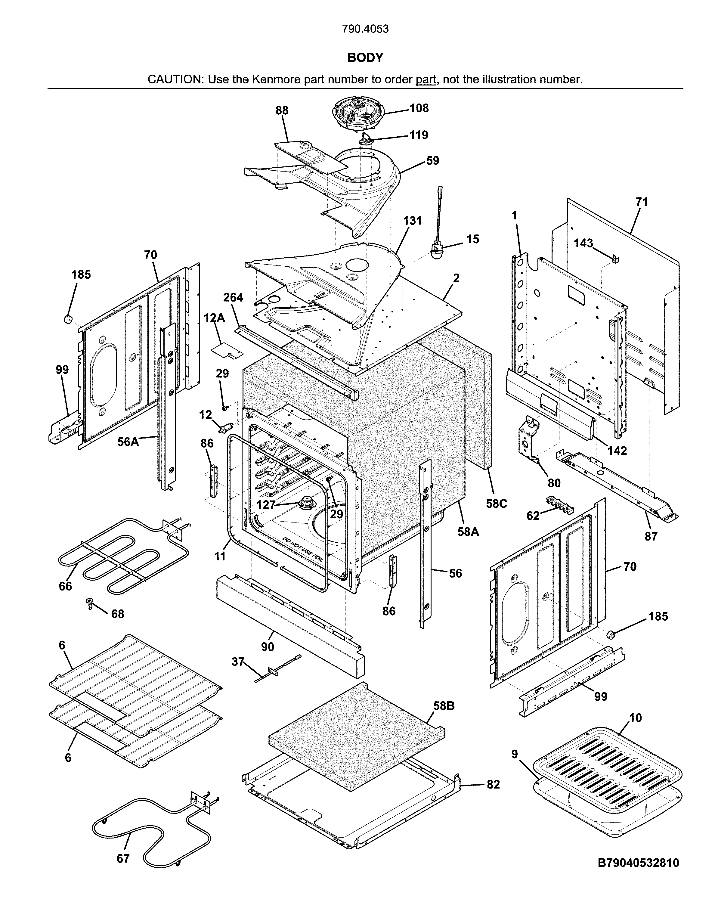 Kenmore 79040539810 body diagram