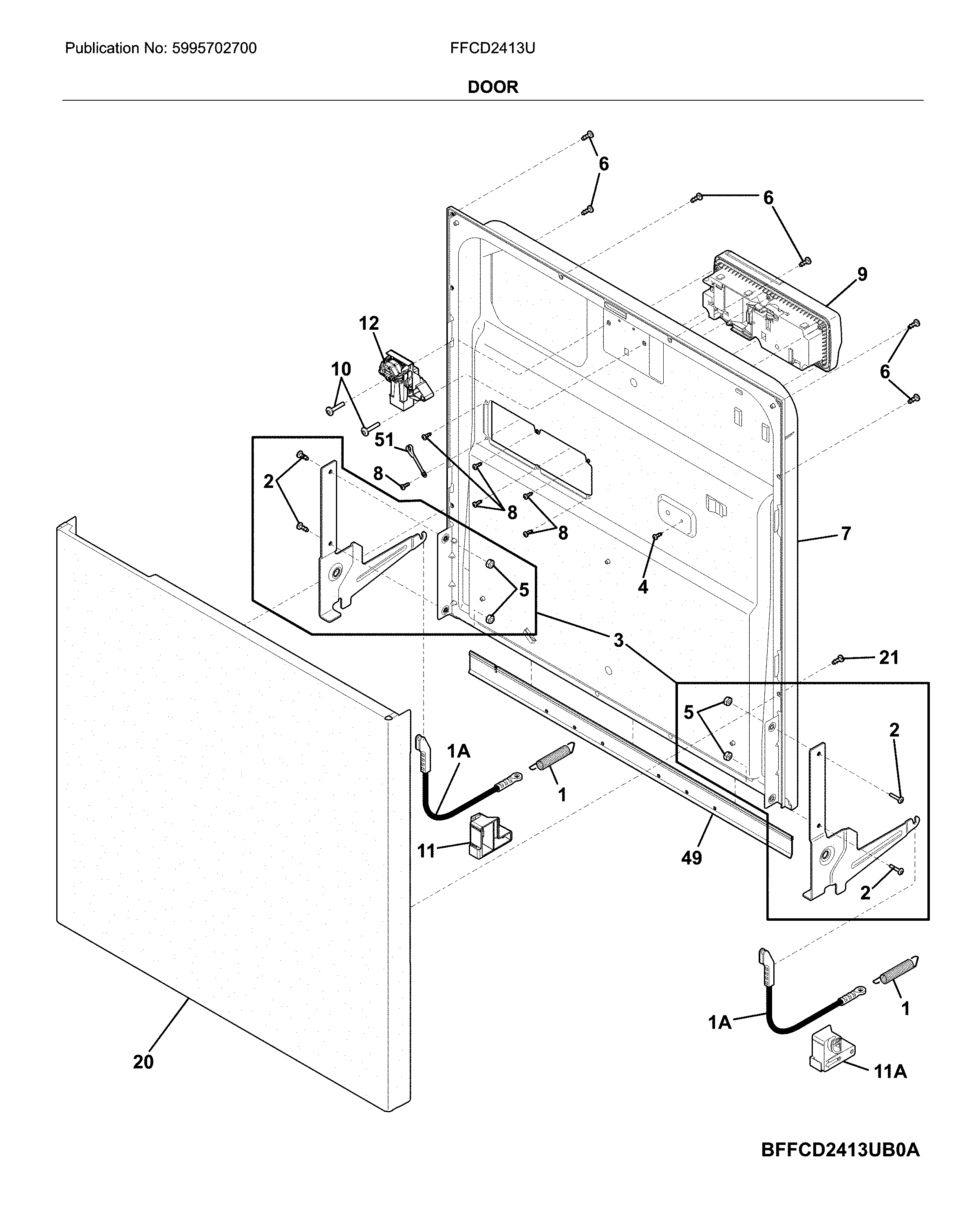 Frigidaire FFCD2413UW0A door diagram