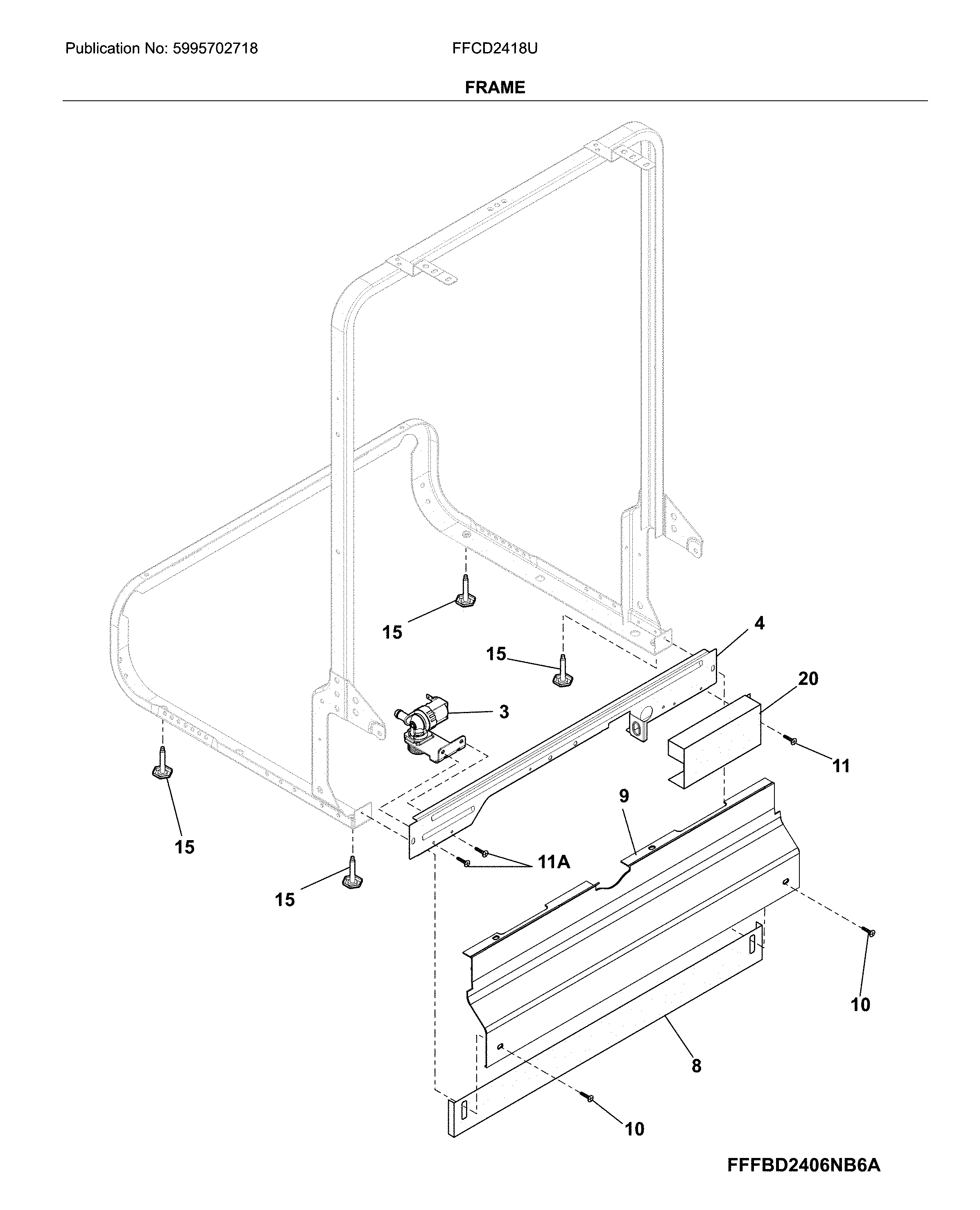Frigidaire FFCD2418UW0A frame diagram