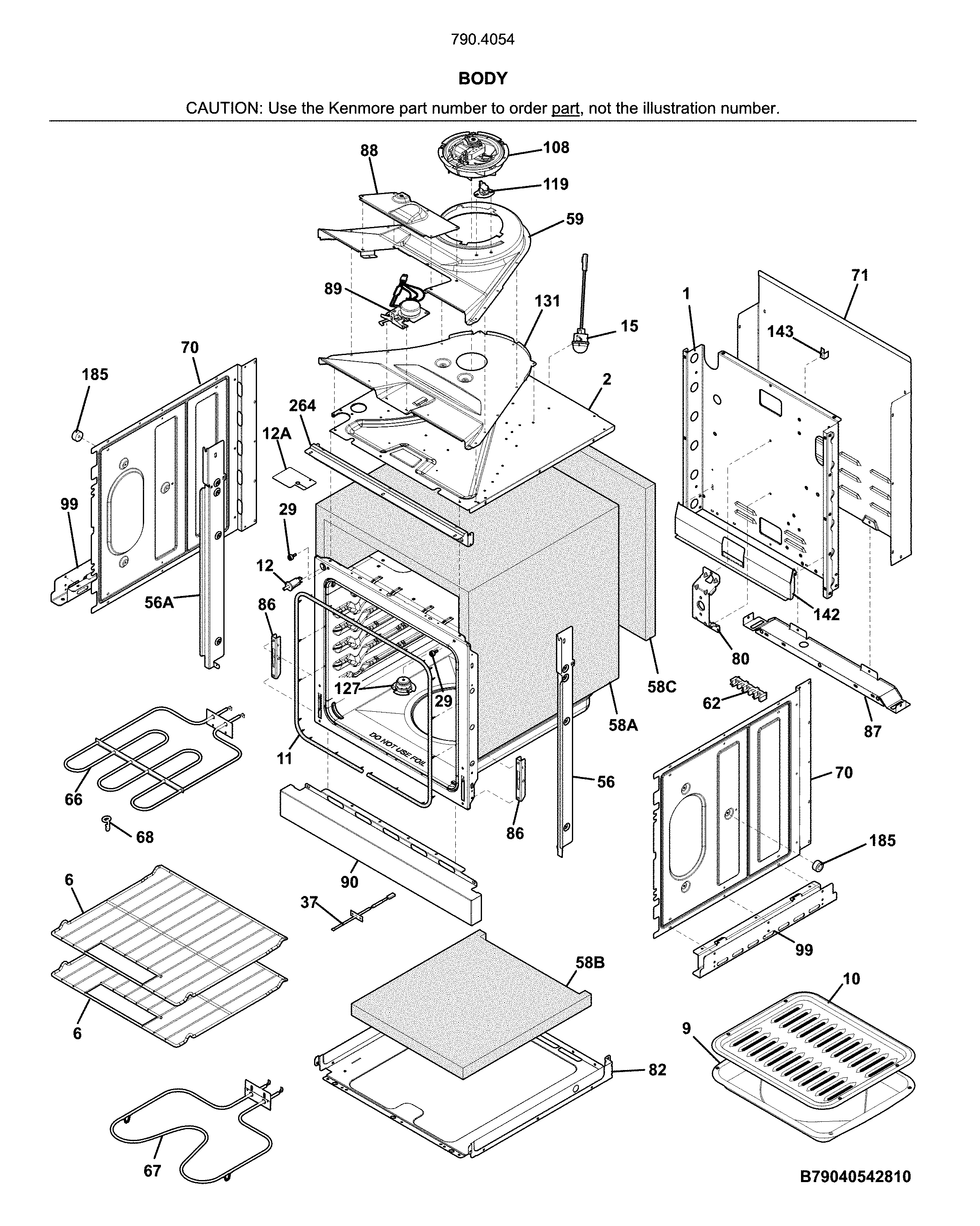 Kenmore 79040542810 body diagram
