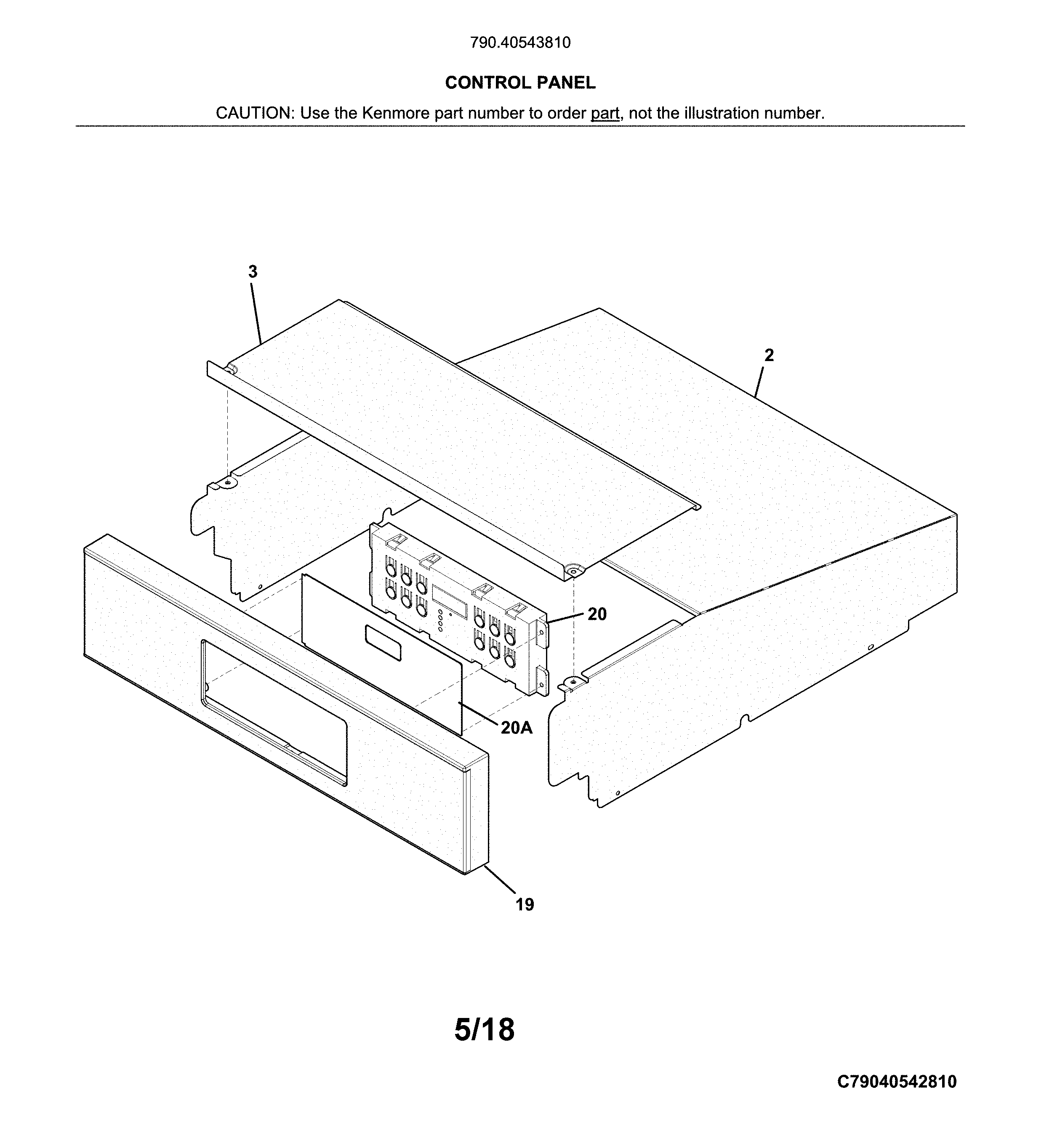 Kenmore 79040543810 control panel diagram