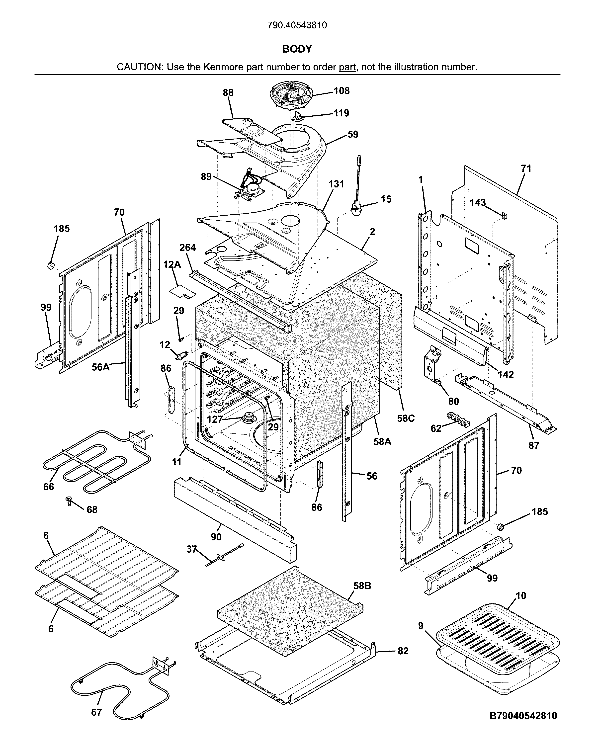 Kenmore 79040543810 body diagram