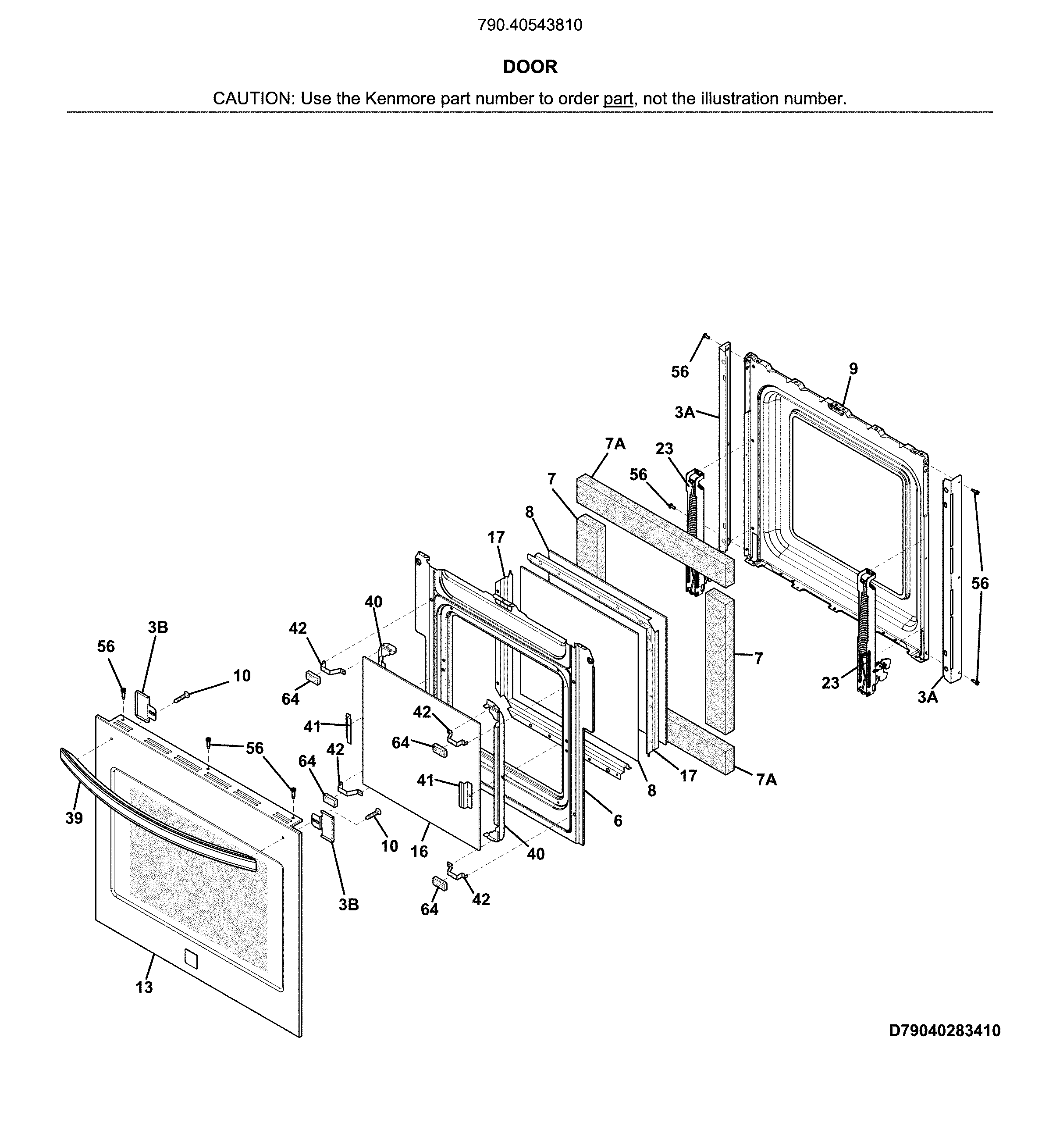 Kenmore 79040543810 door diagram