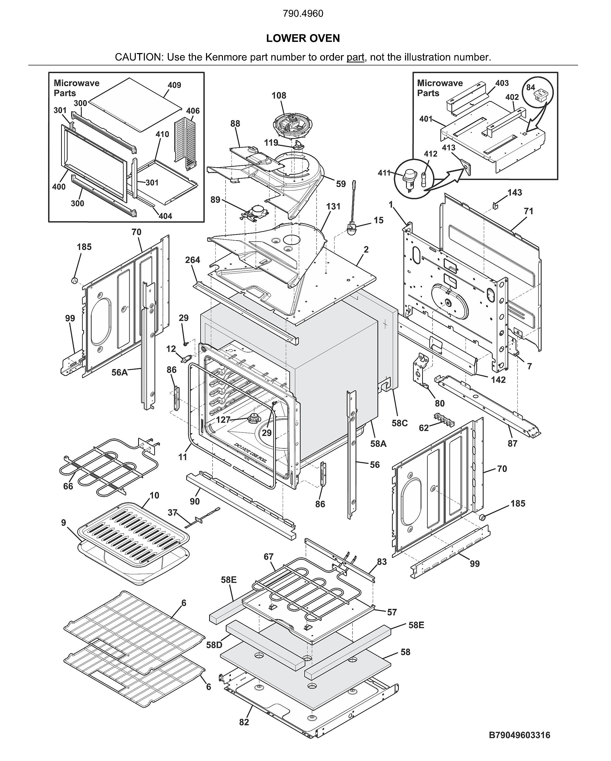 Kenmore 79049602317 lower oven diagram