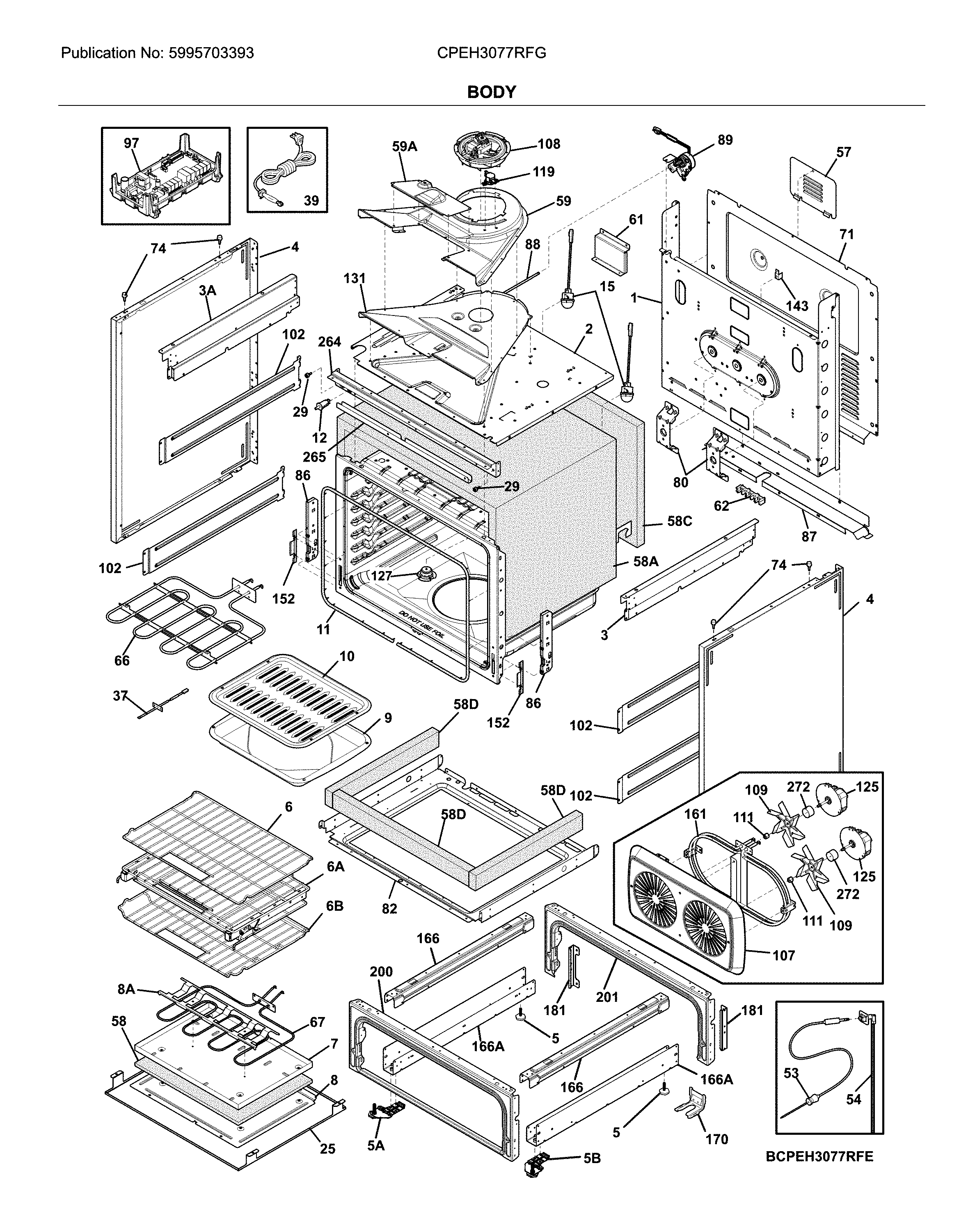 Frigidaire CPEH3077RFG body diagram