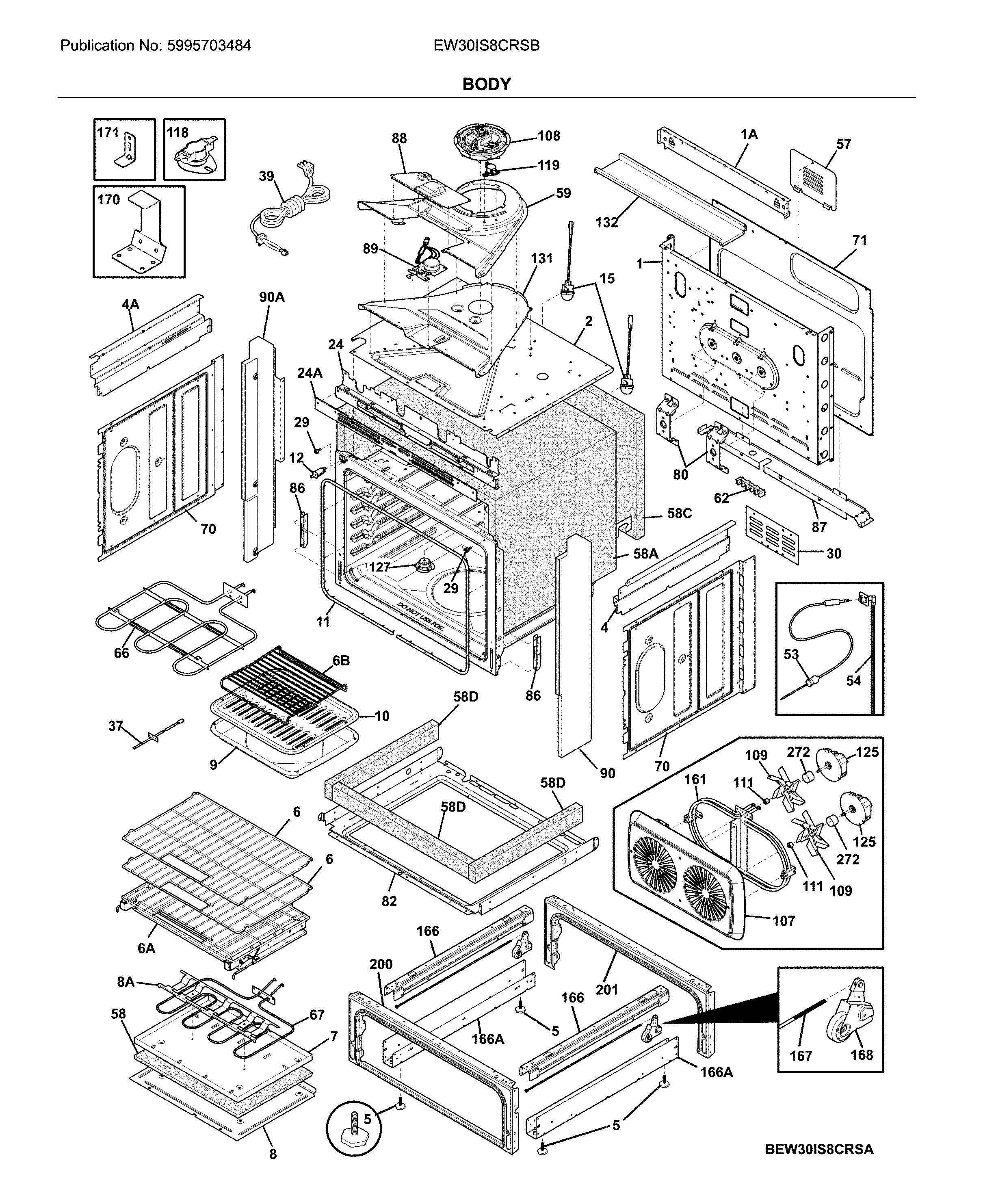 Electrolux EW30IS8CRSB body diagram