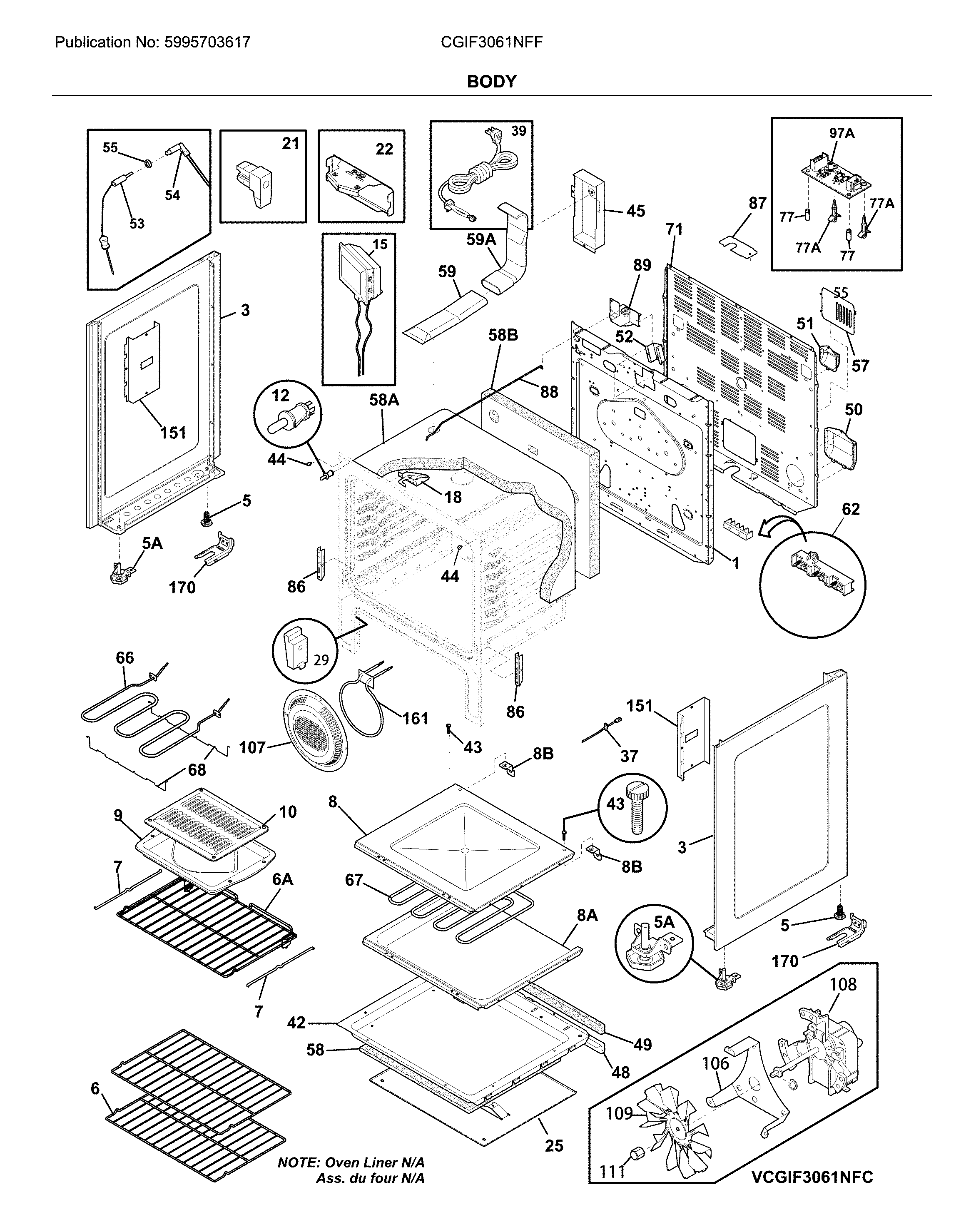 Frigidaire CGIF3061NFF body diagram