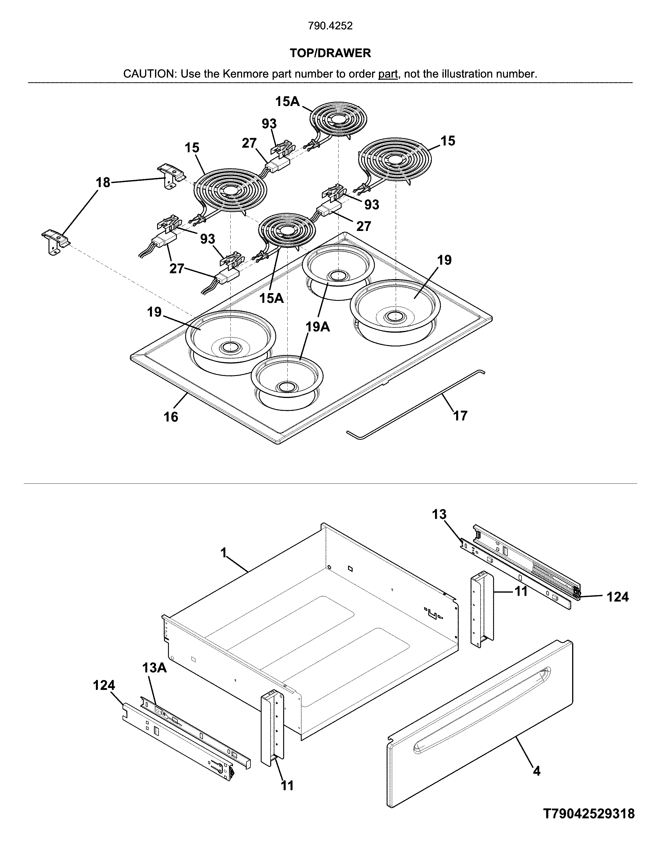 Kenmore 7904252231A top/drawer diagram