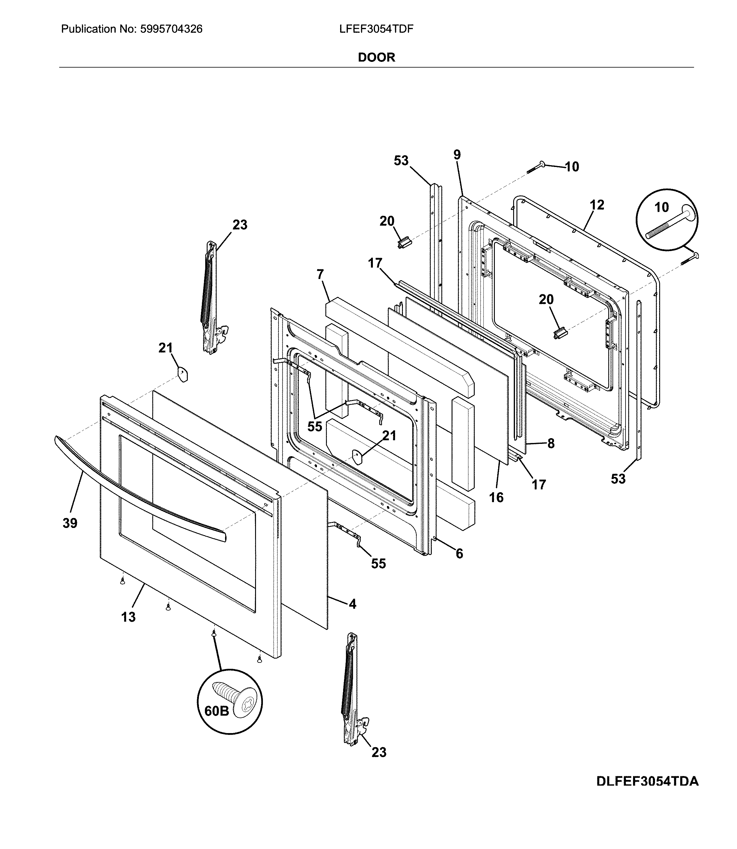 Frigidaire LFEF3054TDF door diagram
