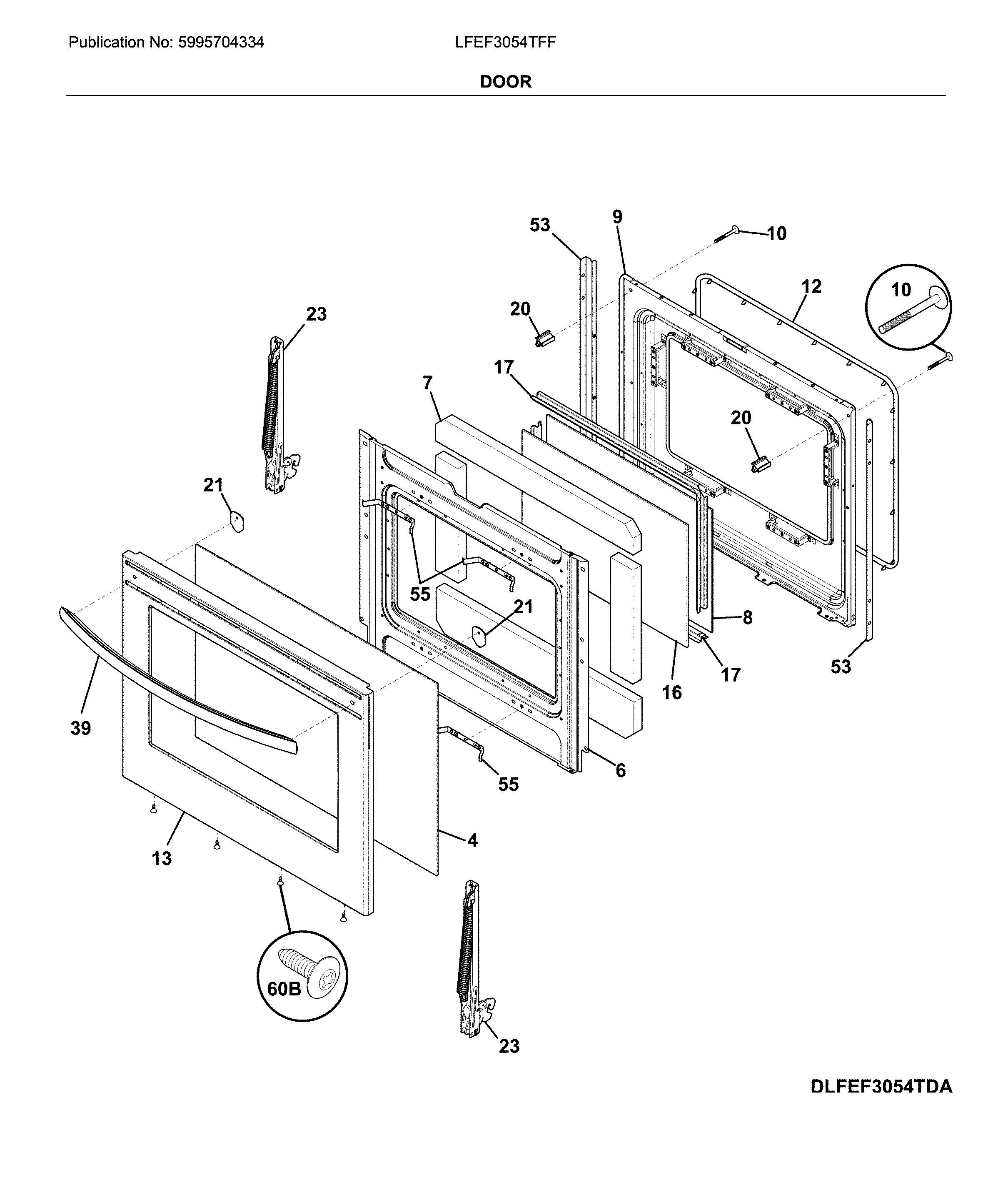 Frigidaire LFEF3054TFF door diagram