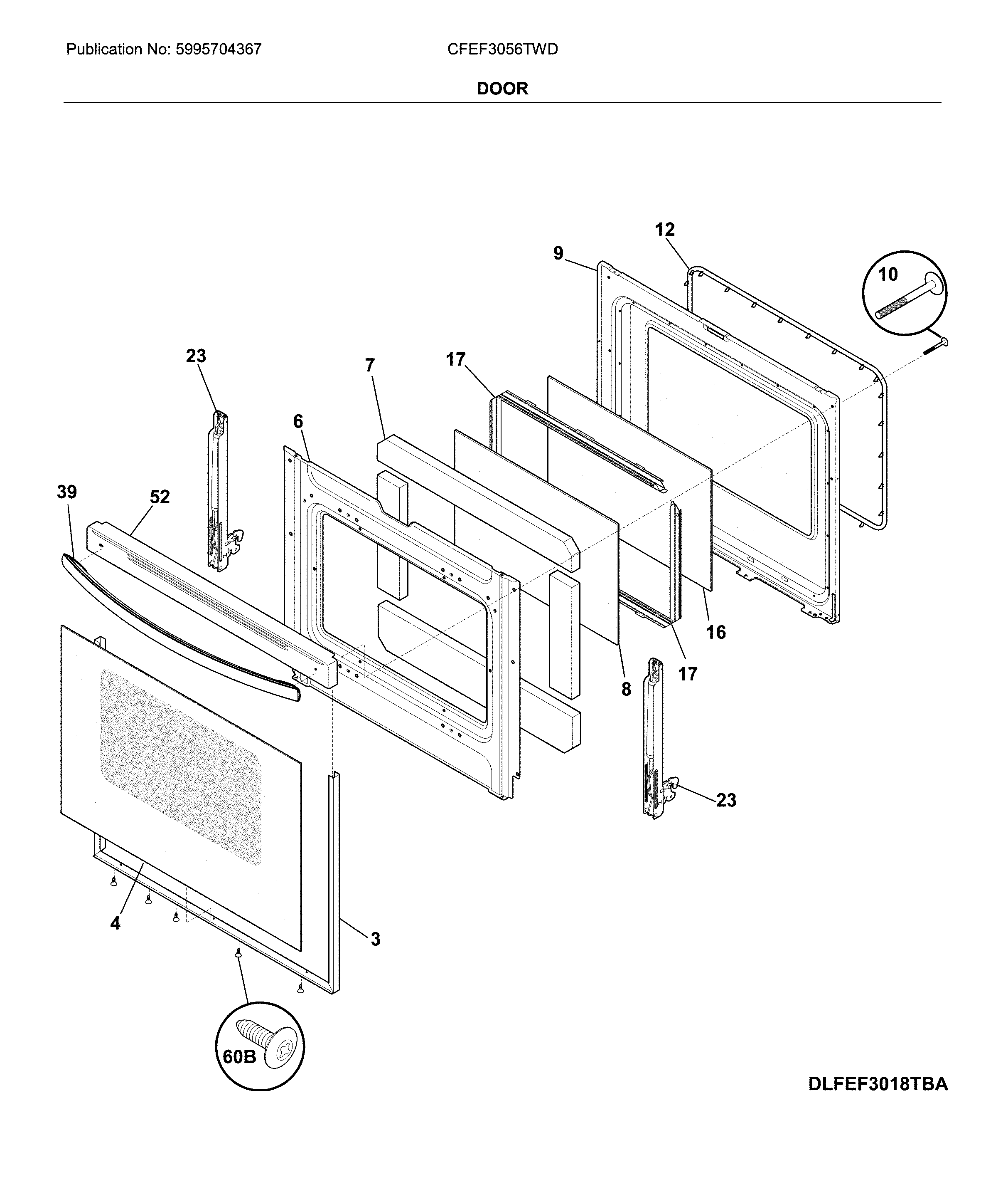 Frigidaire CFEF3056TWD drawer diagram
