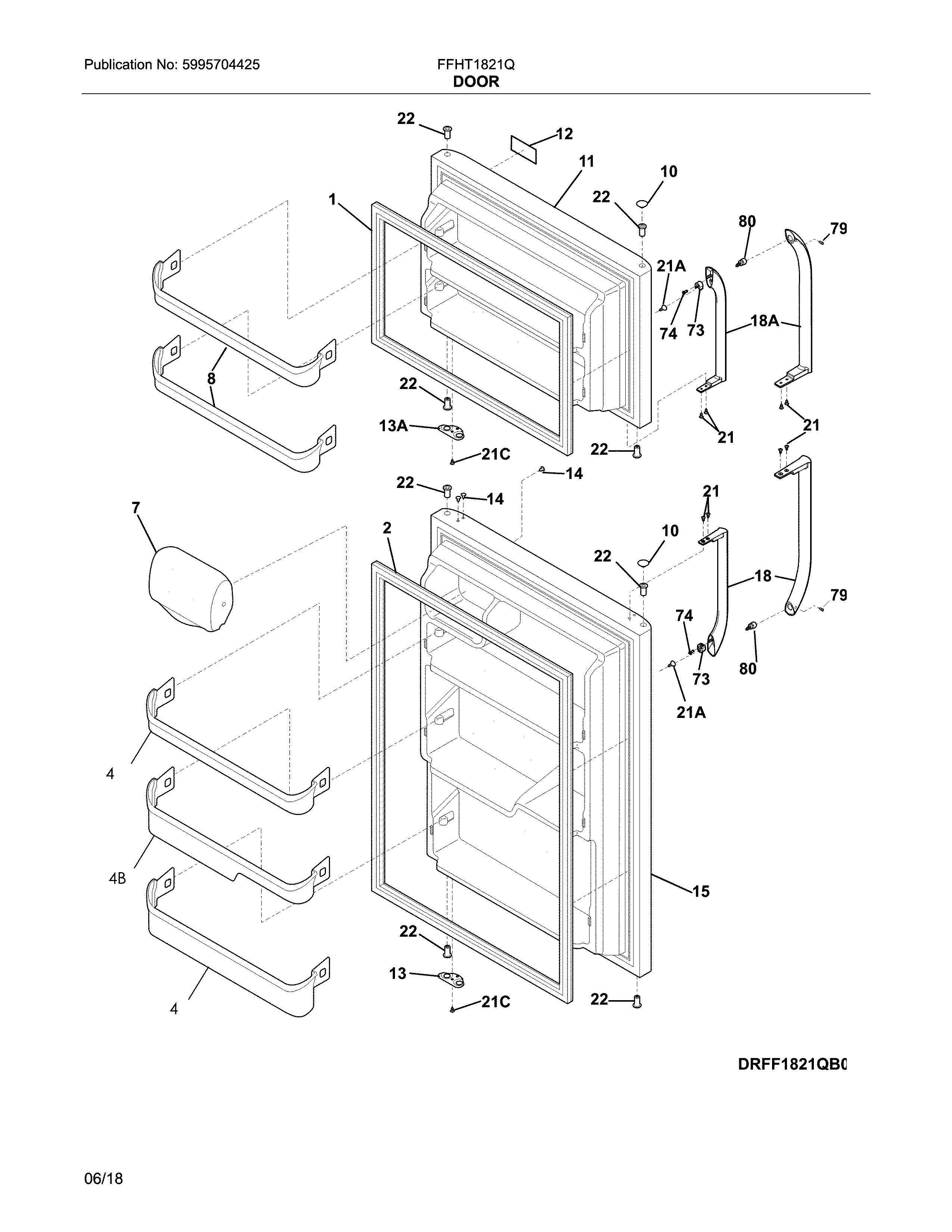 Frigidaire FFHT1821QS4 door diagram