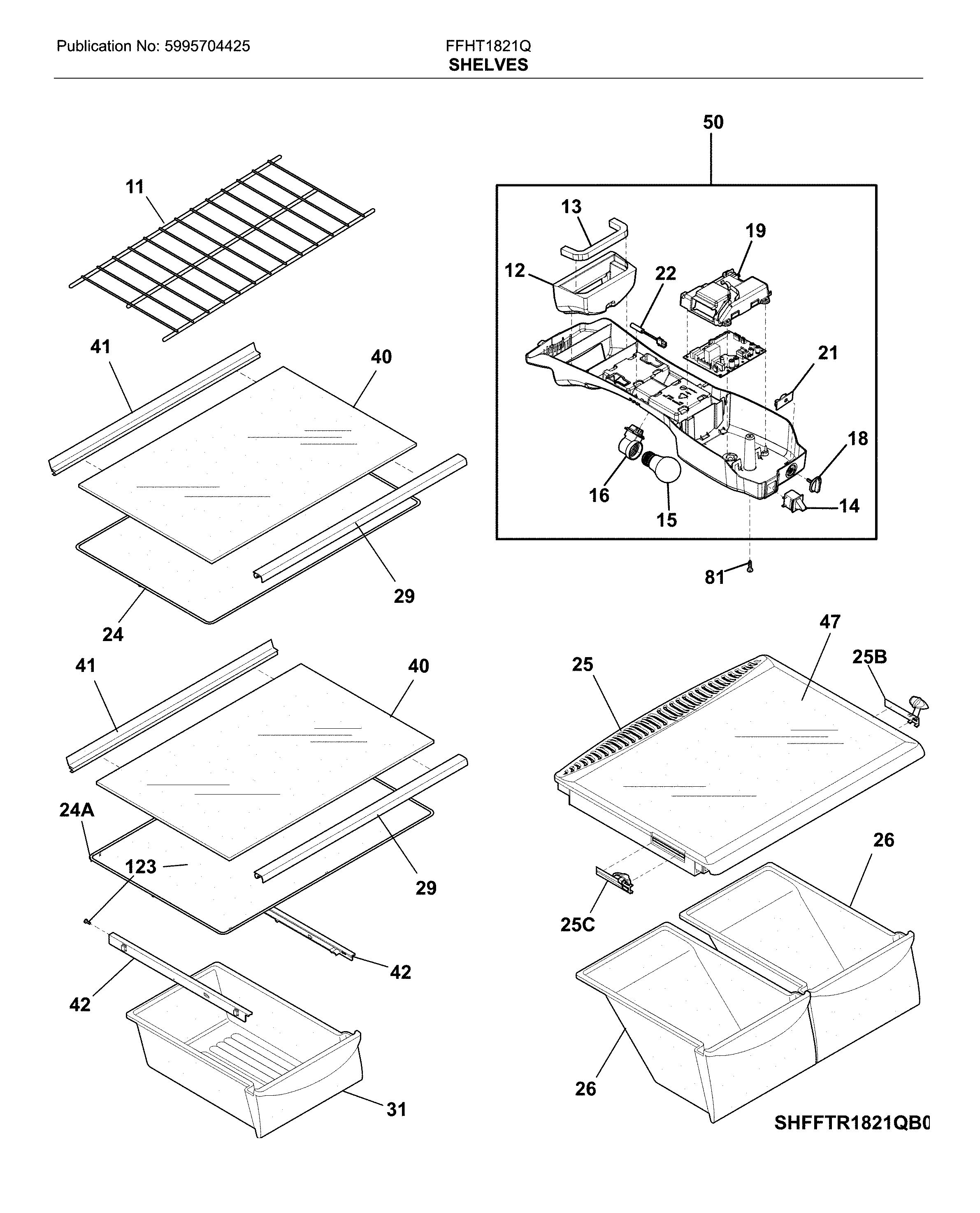 Frigidaire FFHT1821QS4 shelves diagram