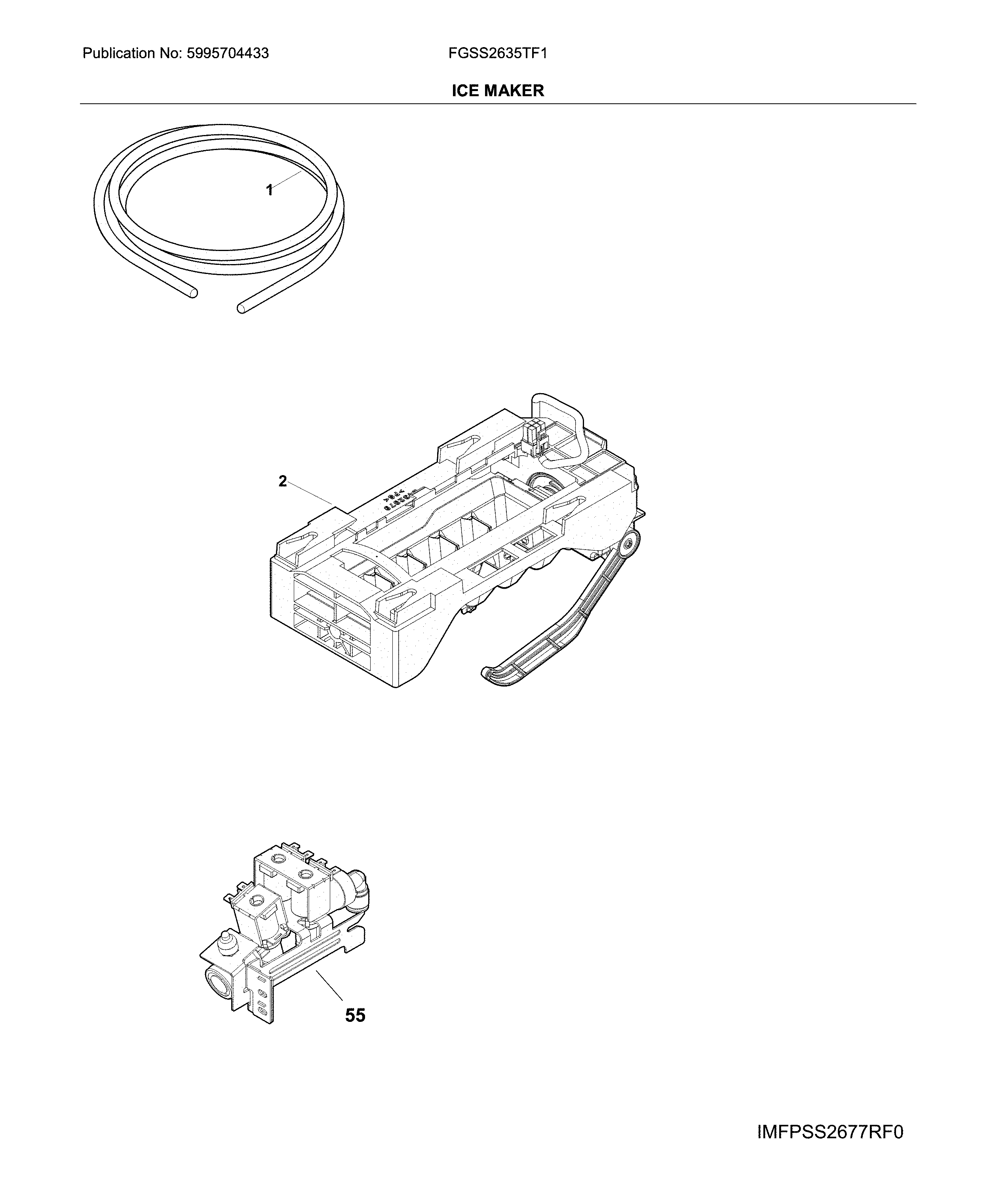 Frigidaire FGSS2635TF1 ice maker diagram