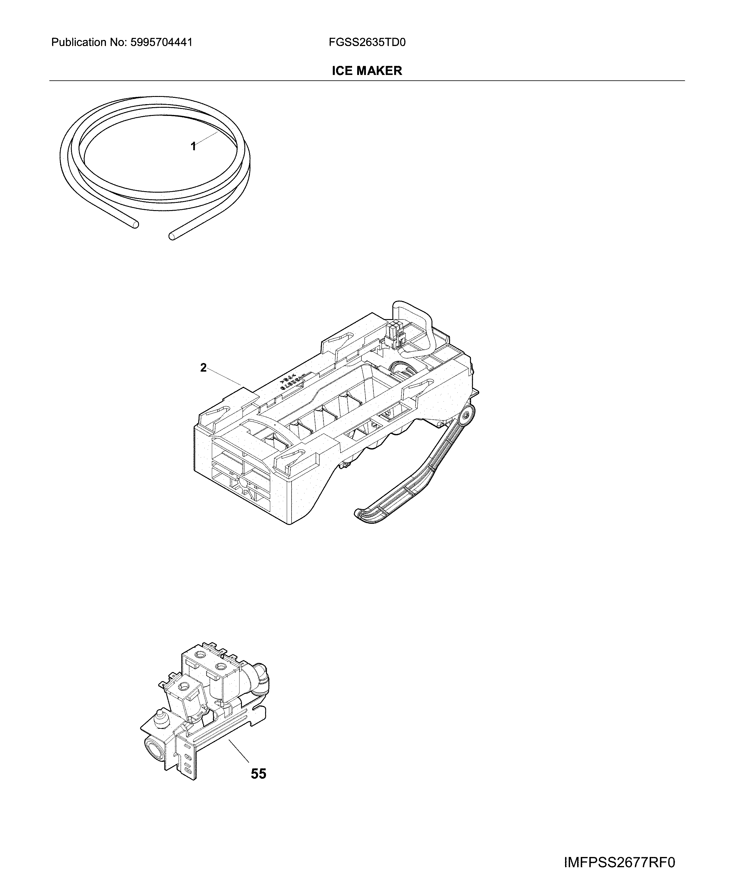 Frigidaire FGSS2635TD0 ice maker diagram