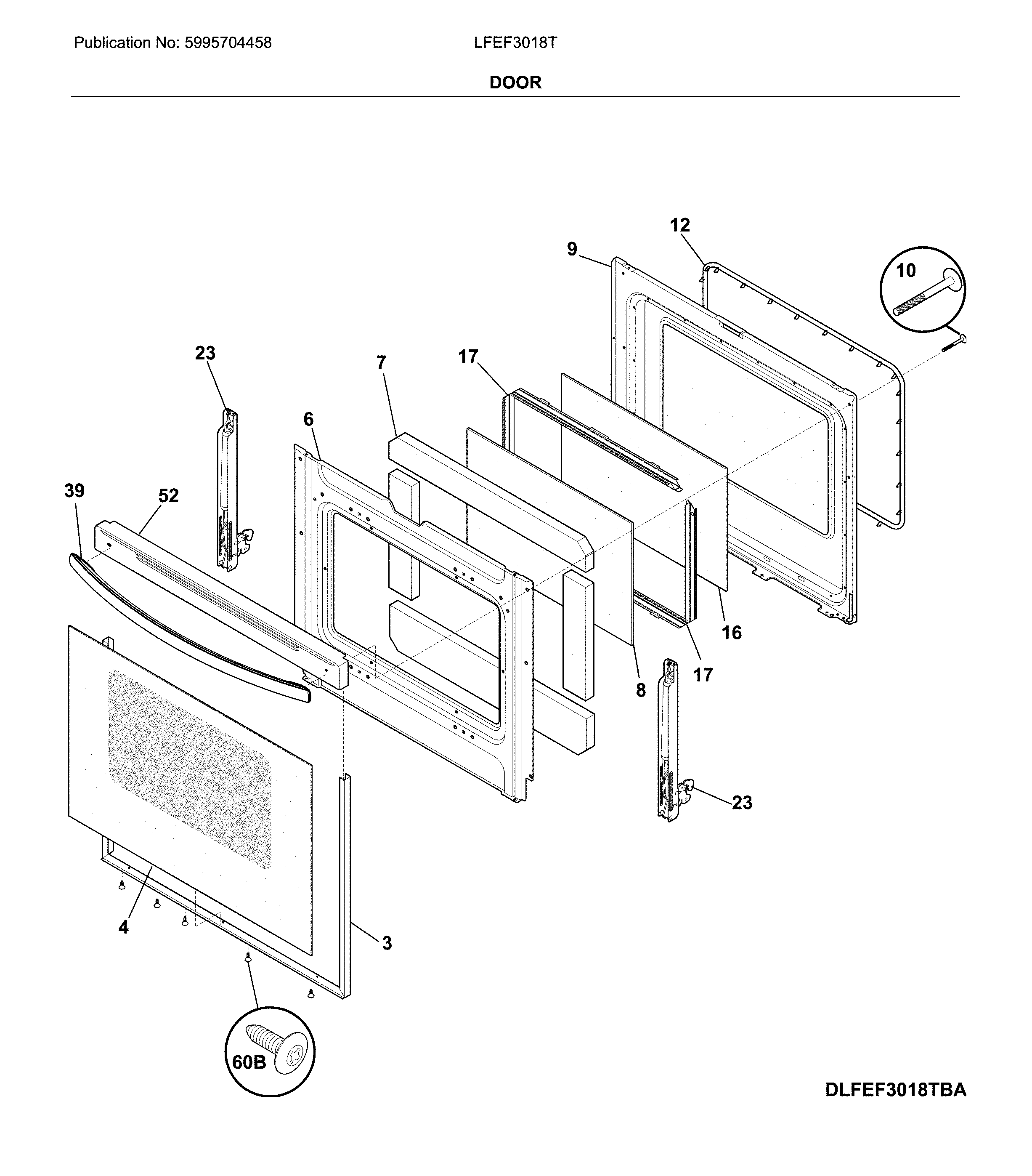 Frigidaire LFEF3018TWE door diagram