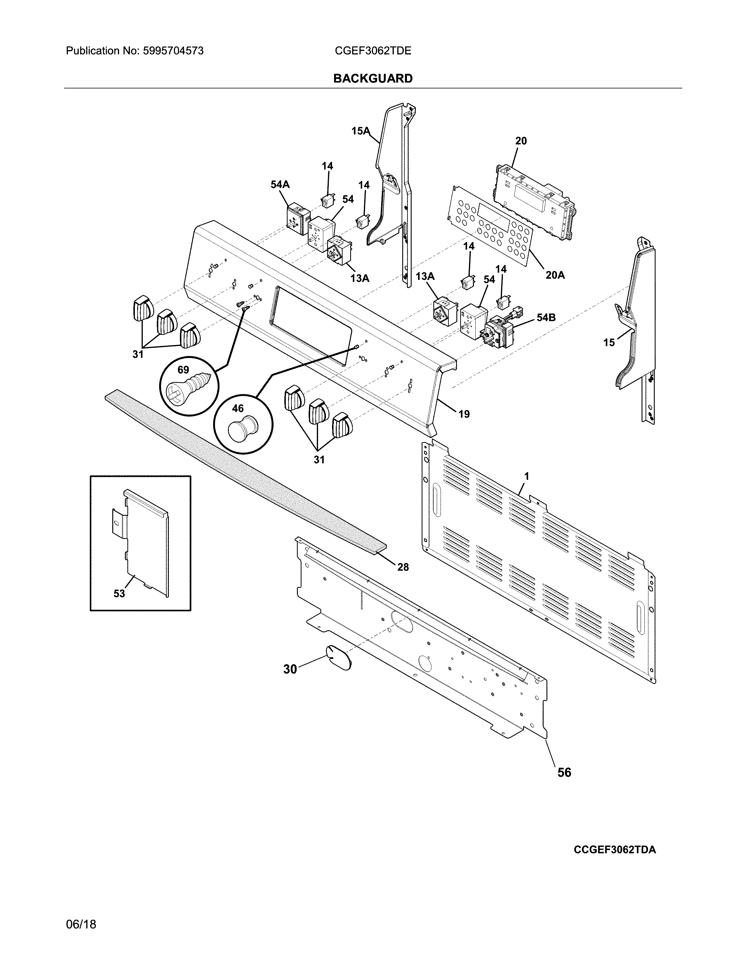 Frigidaire CGEF3062TDE backguard diagram