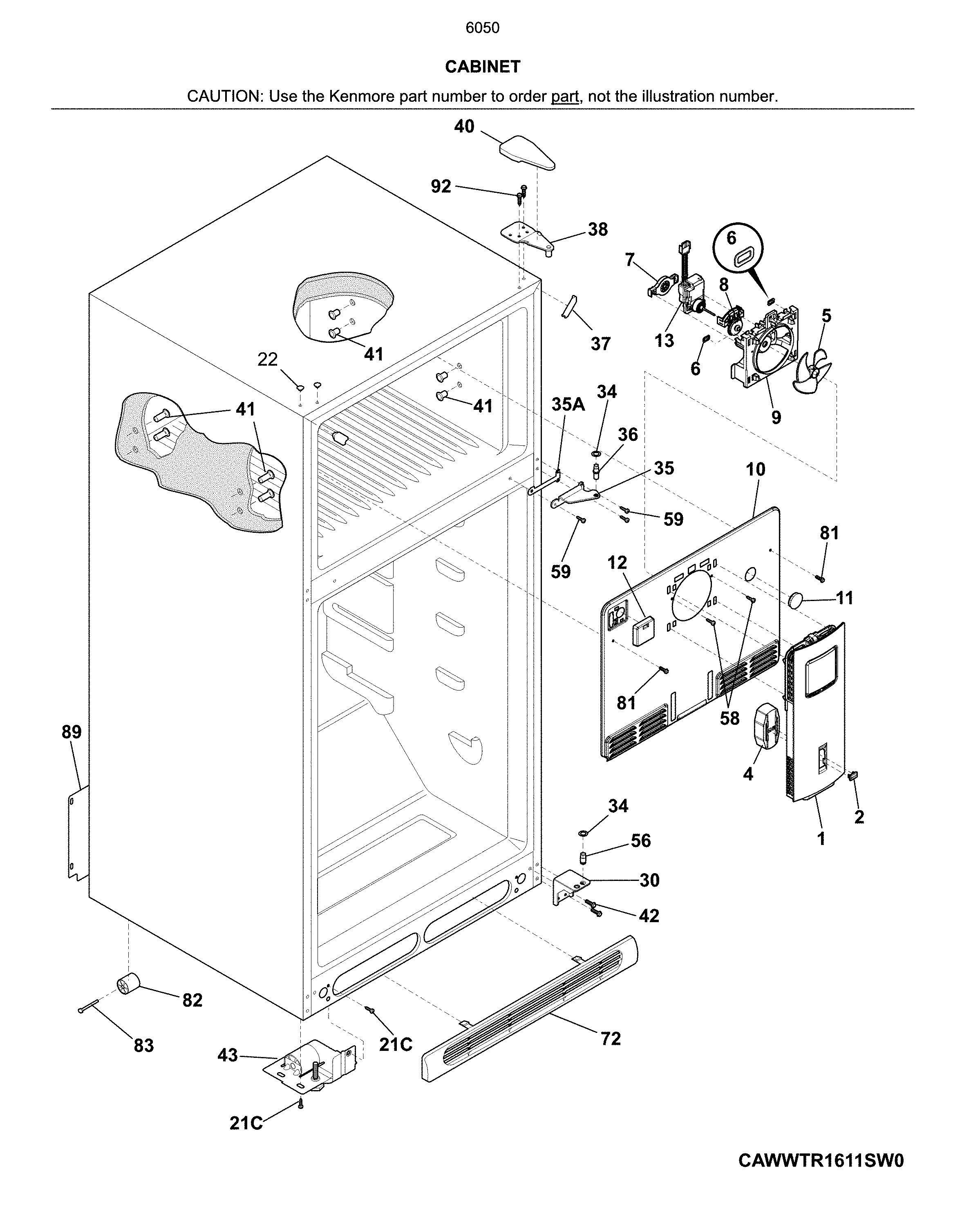 Kenmore 25360502617 caqbinet diagram