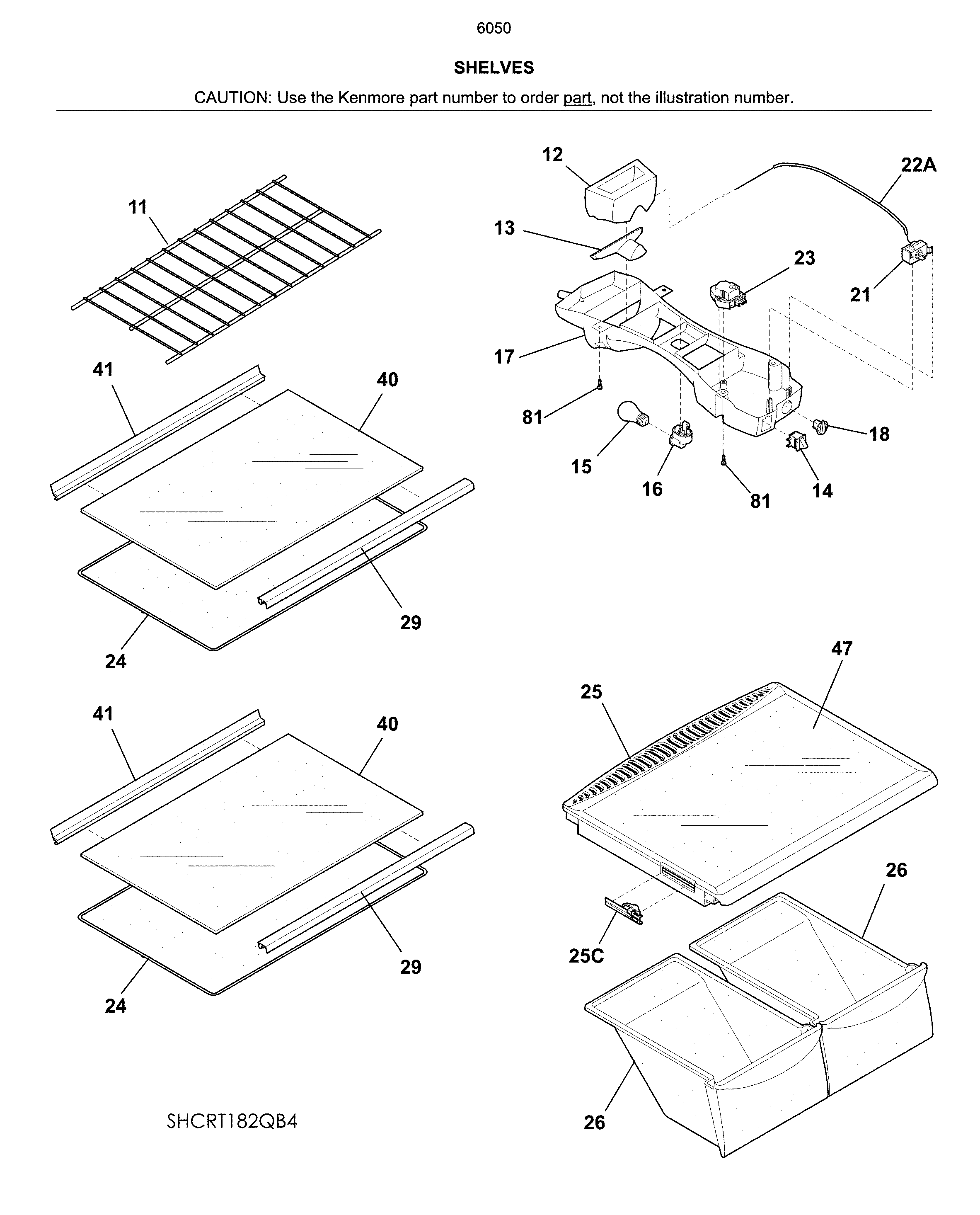 Kenmore 25360502617 shelves diagram