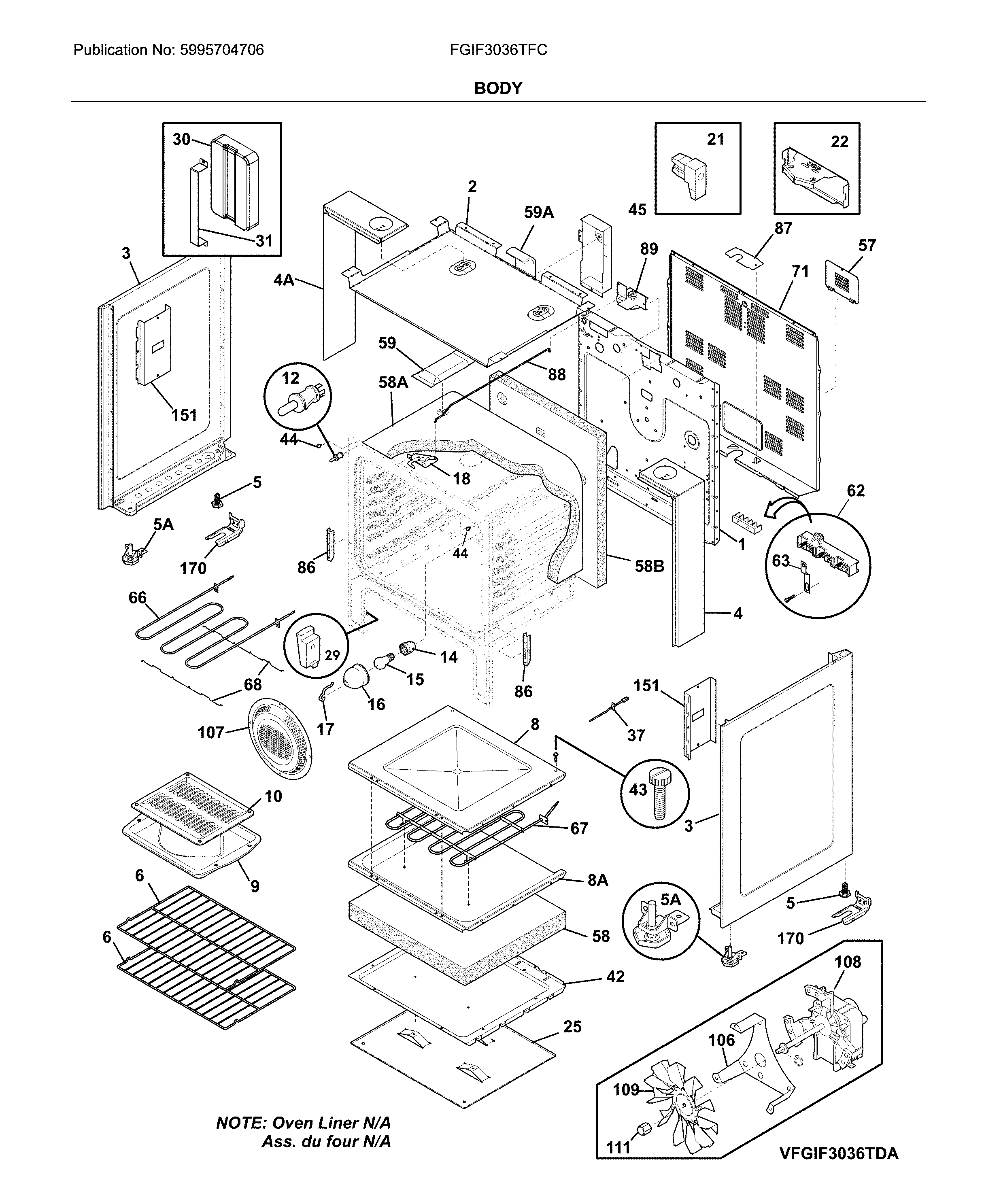 Frigidaire FGIF3036TFC body diagram