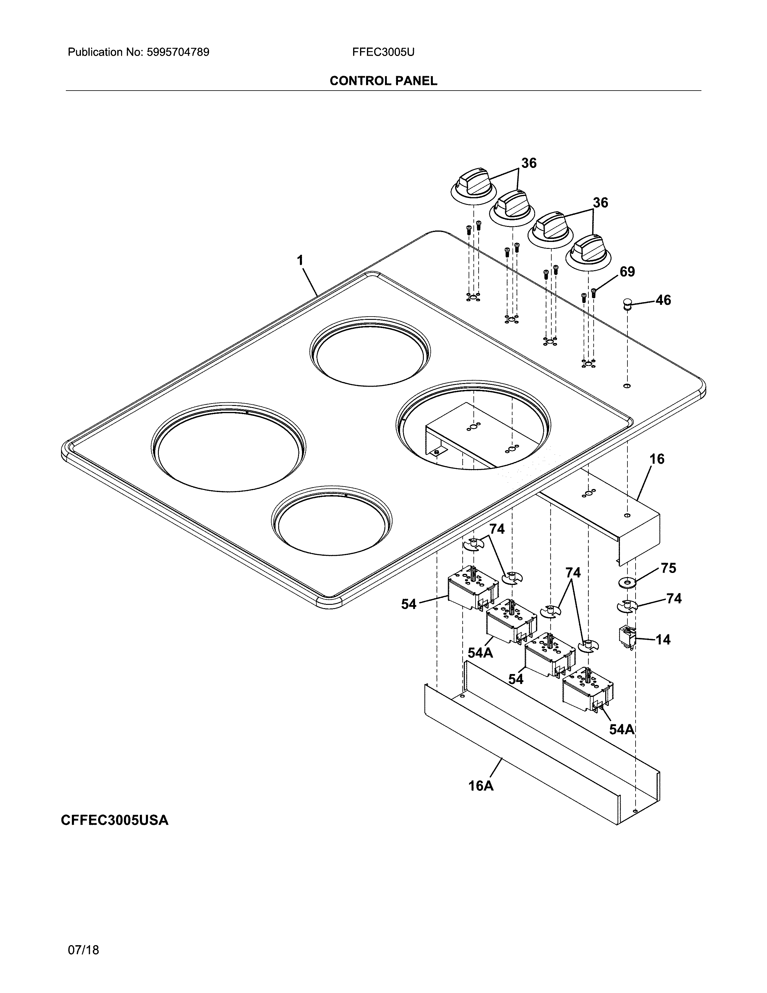 Frigidaire FFEC3005UBA control panel diagram