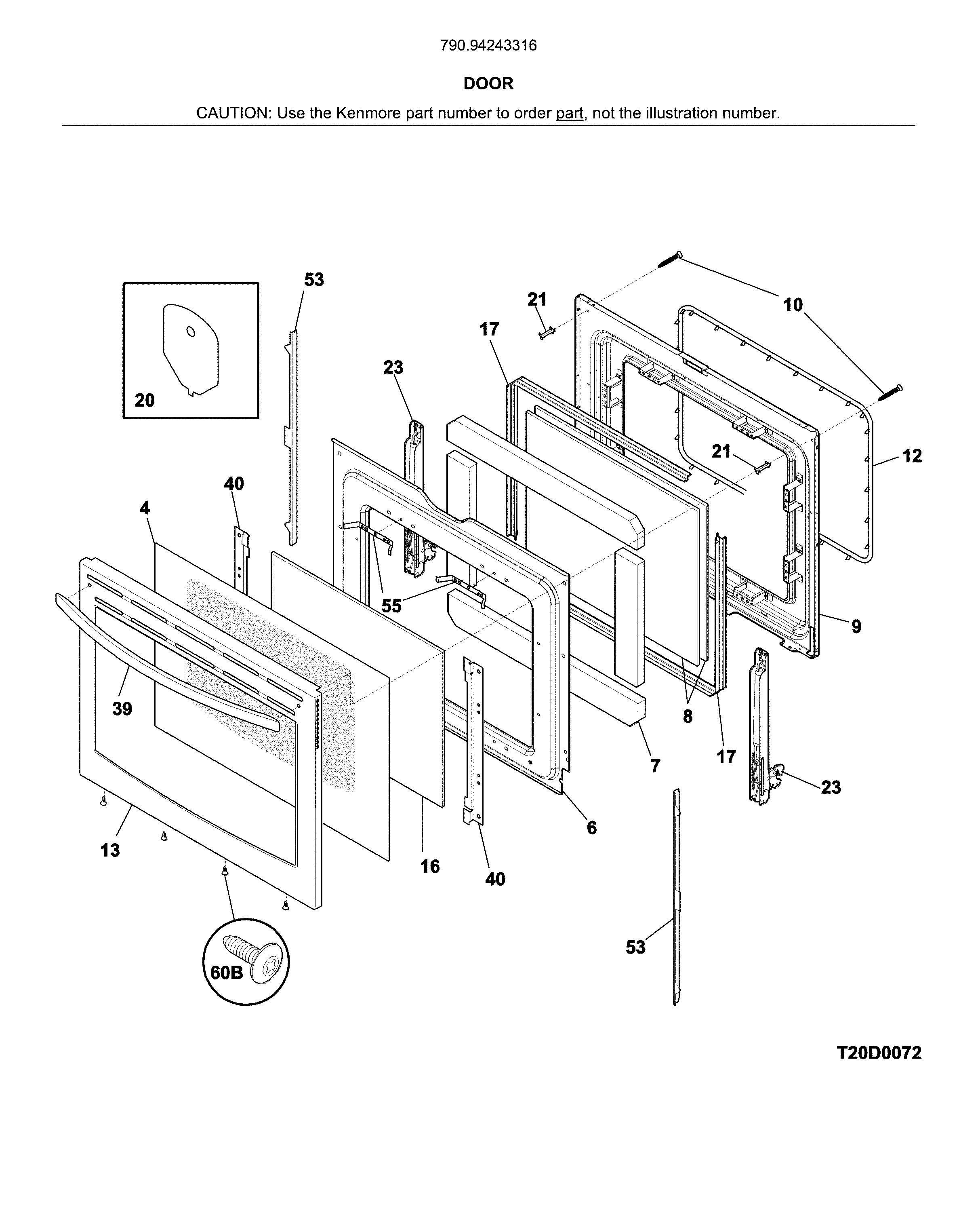 Kenmore 79094243316 door diagram