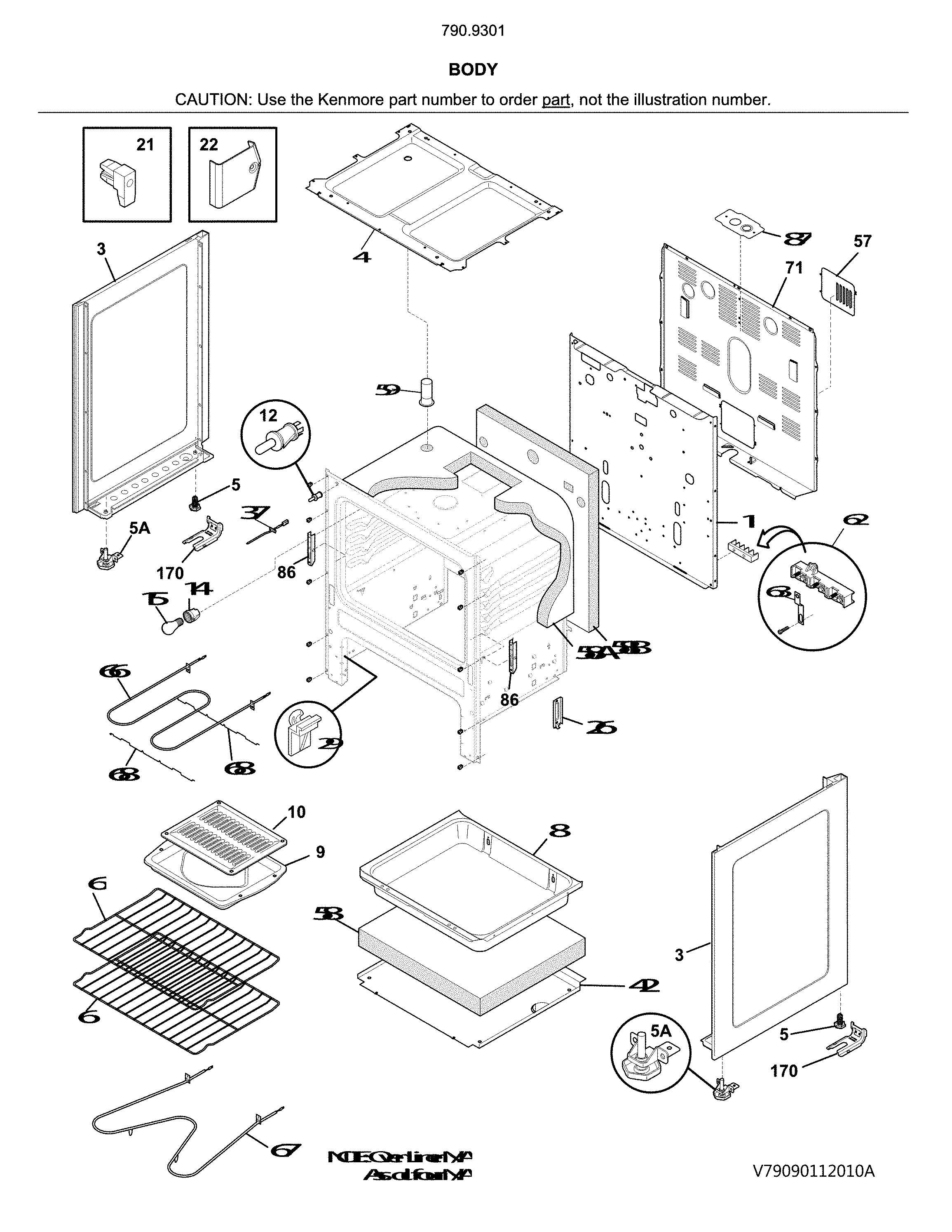 Kenmore 79093019315 body diagram