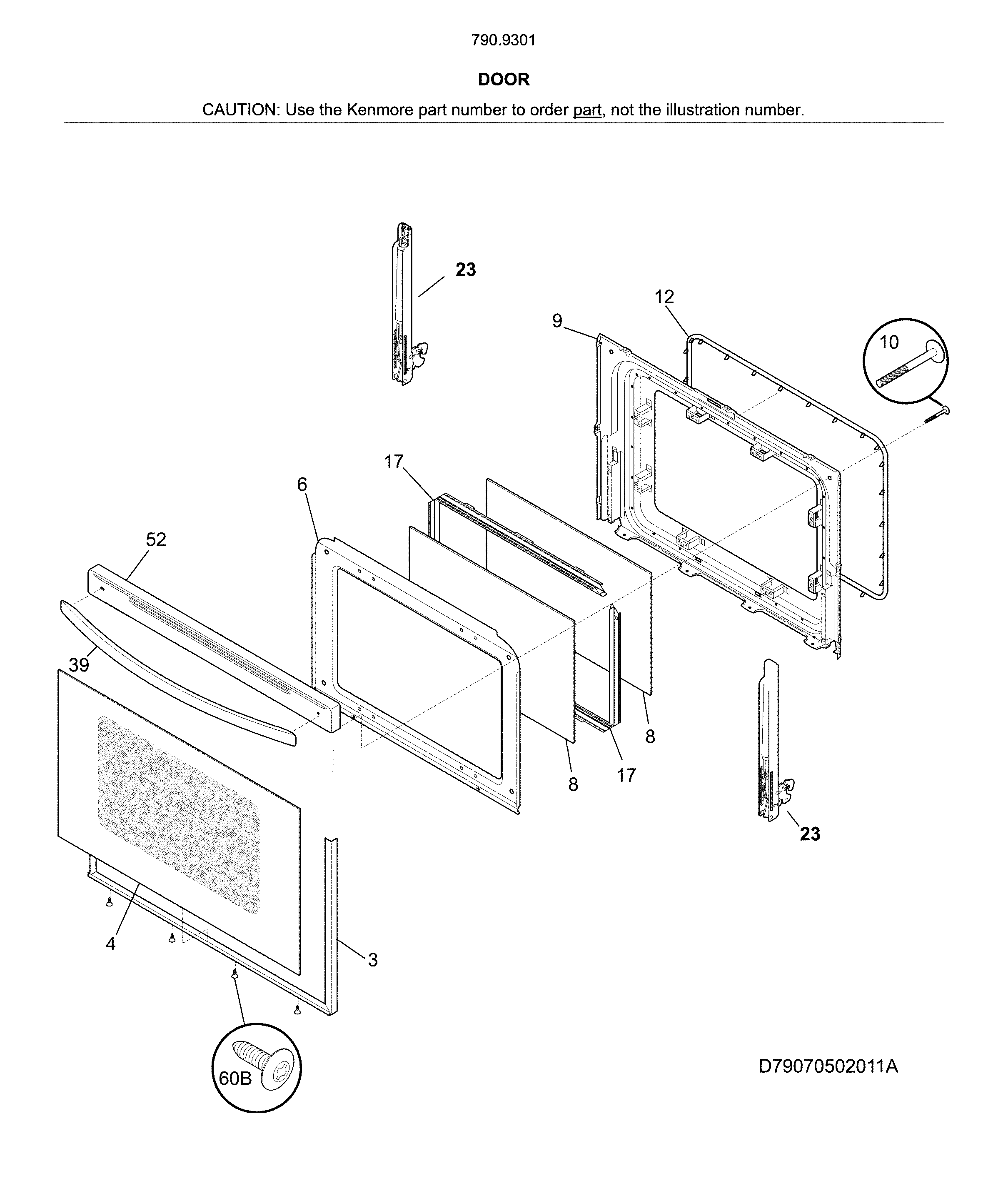 Kenmore 79093019315 door diagram