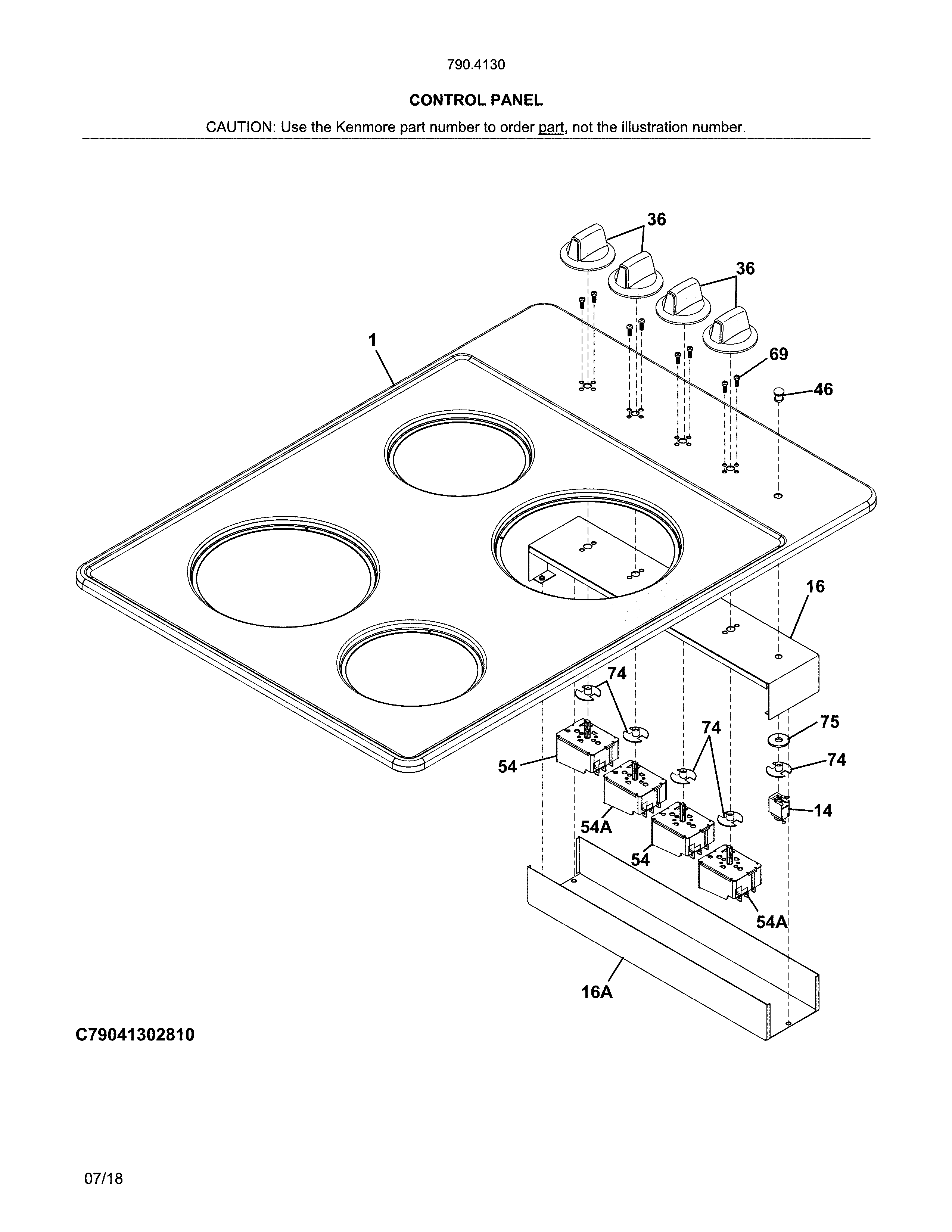 Kenmore 79041303810 control panel diagram