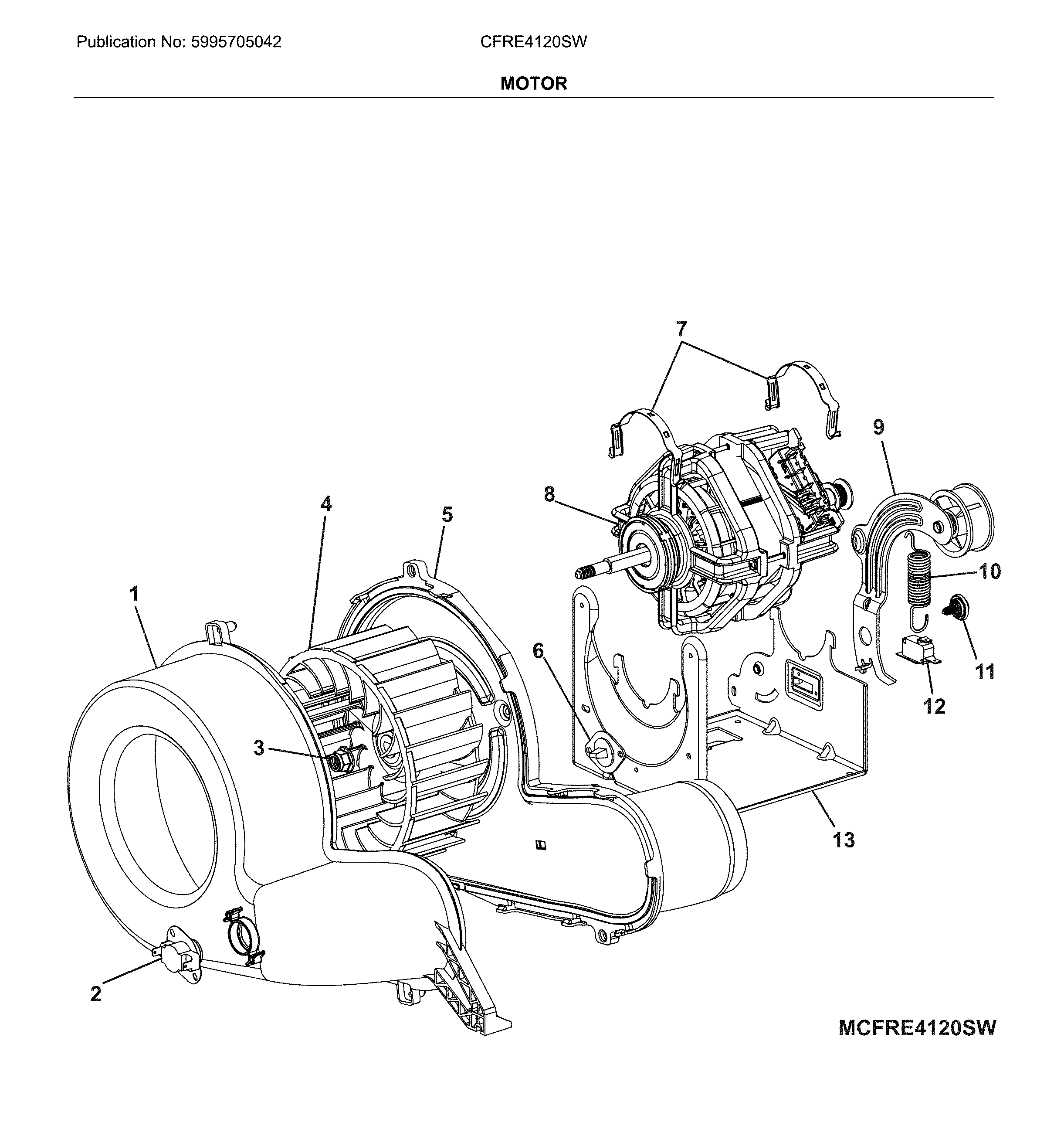 Frigidaire CFRE4120SW motor diagram