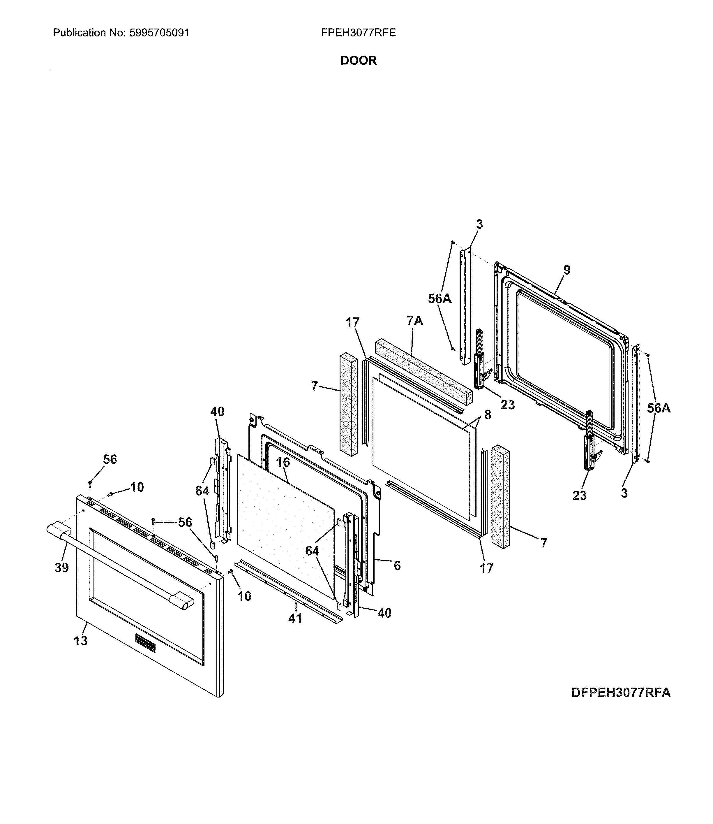 Frigidaire FPEH3077RFE door diagram