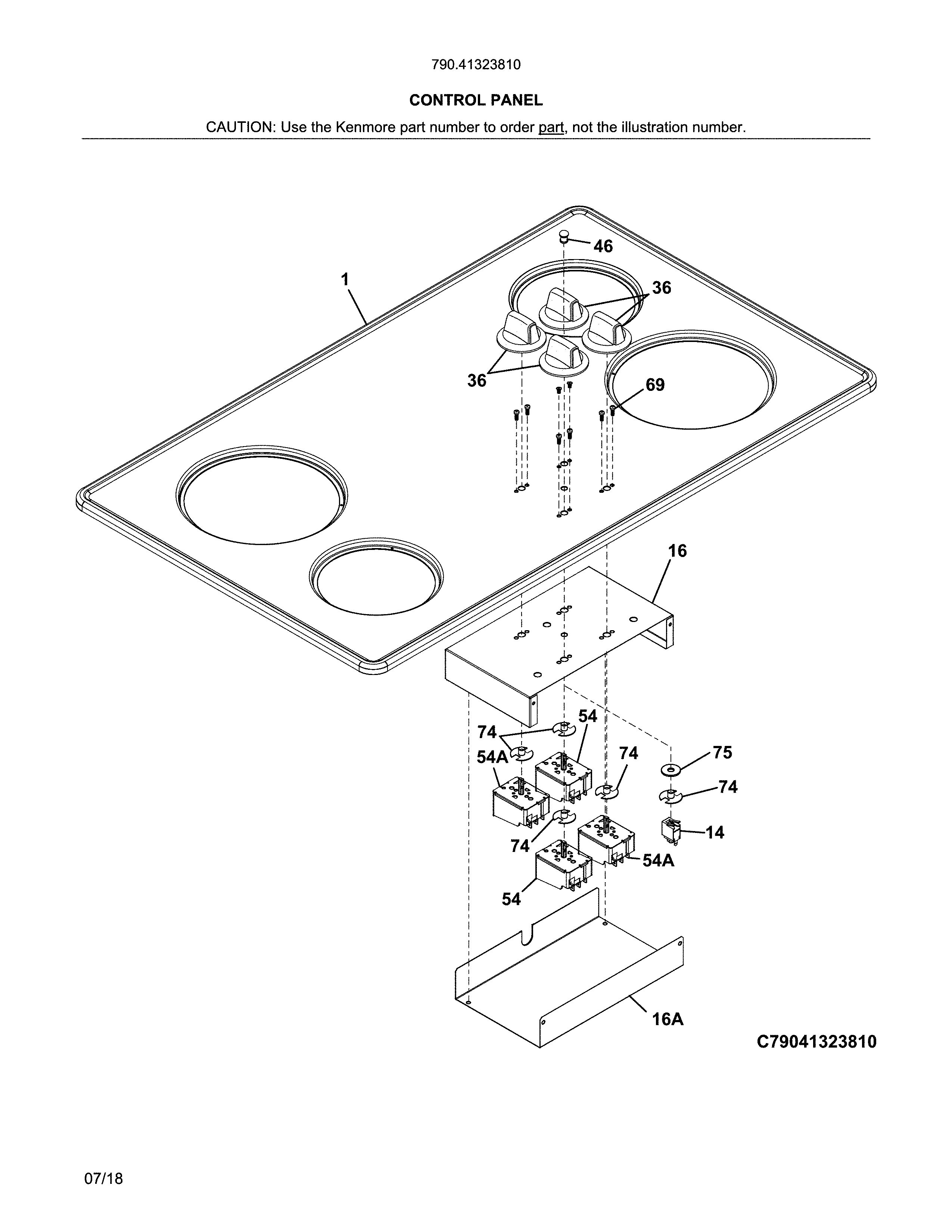 Kenmore 79041323810 control panel diagram