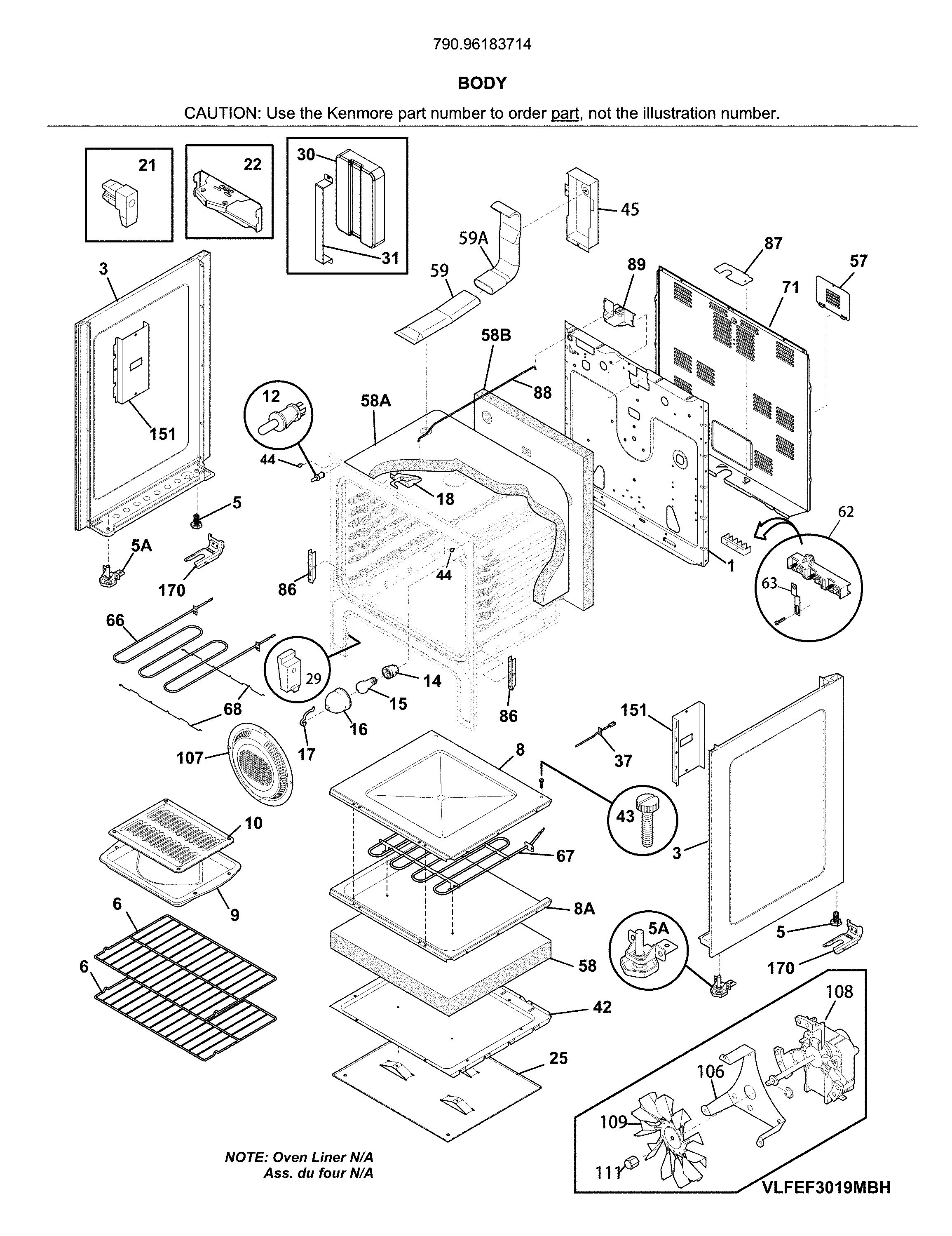 Kenmore 79096183714 body diagram