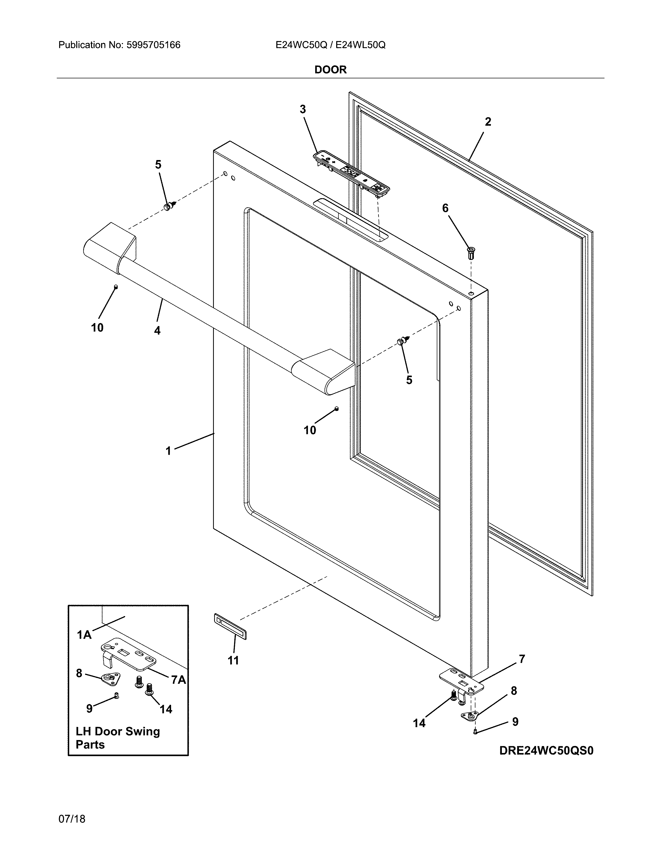 Electrolux E24WC50QS0 door diagram