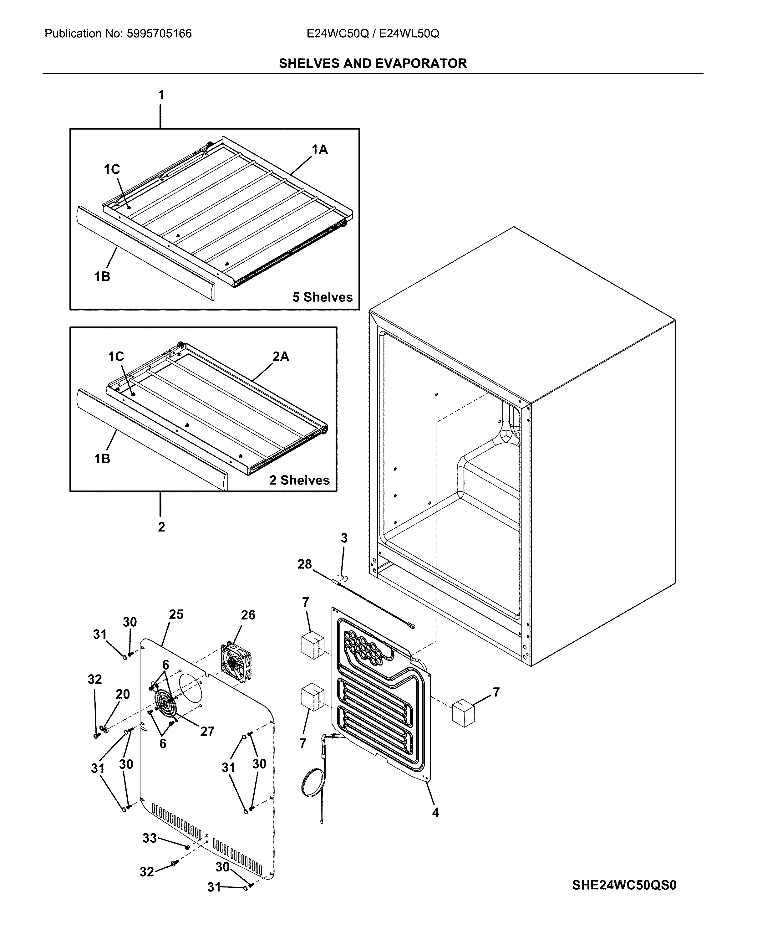 Electrolux E24WC50QS0 shleves diagram