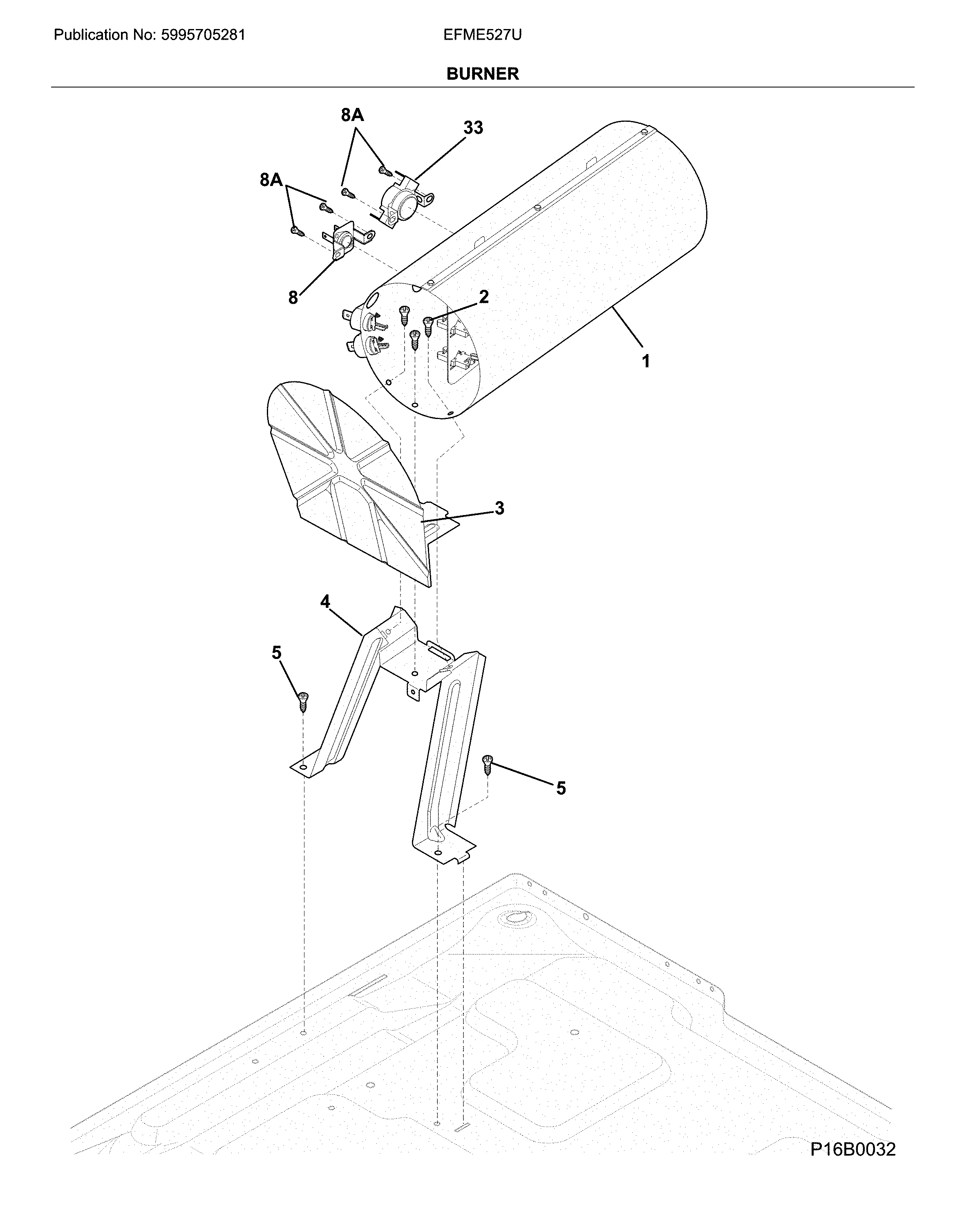 Electrolux EFME527UTT0 burner diagram