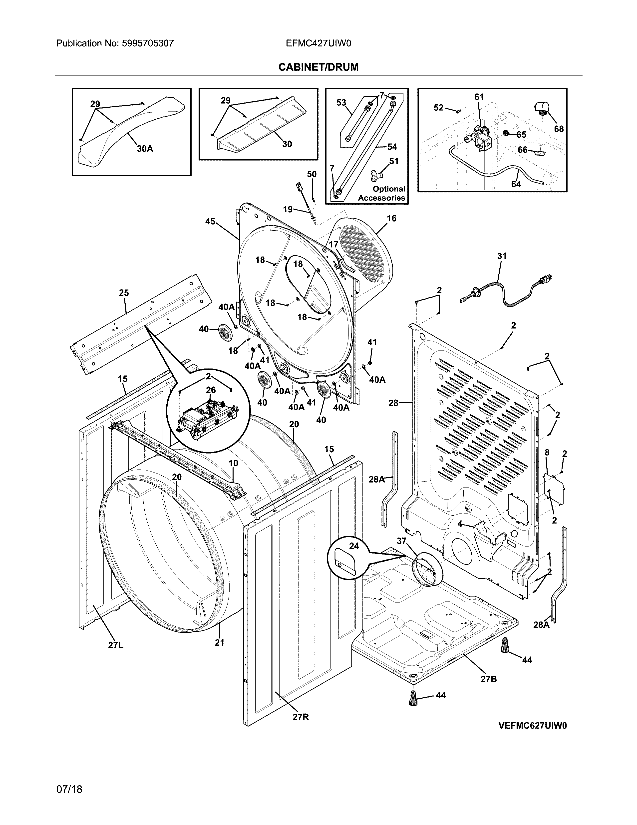 Electrolux EFMC427UIW0 cabinet/drum diagram