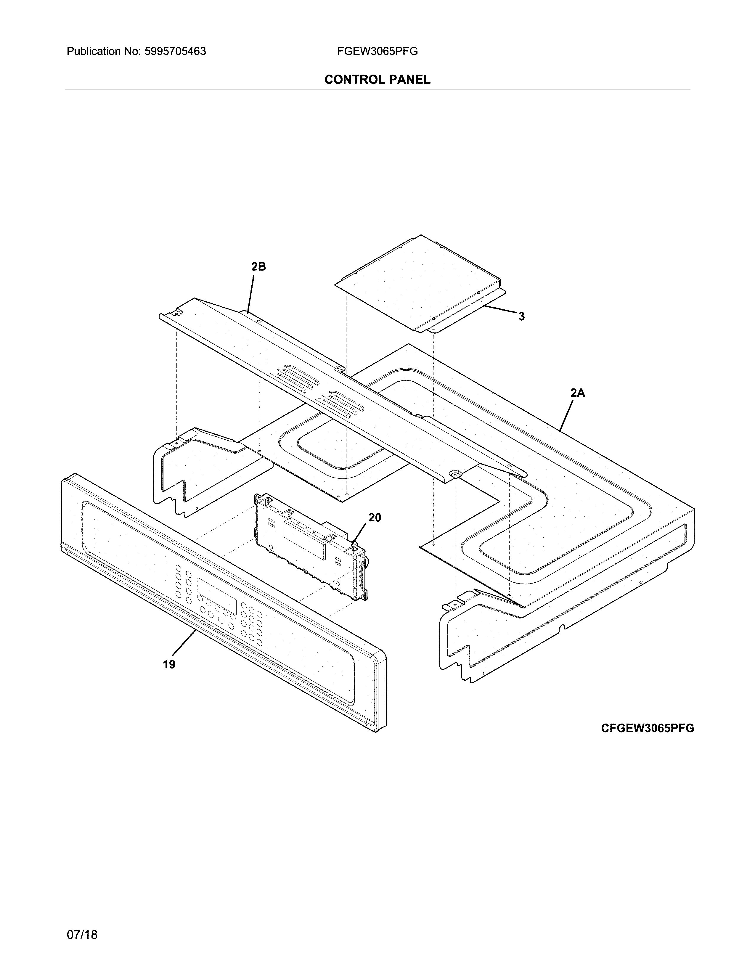 Frigidaire FGEW3065PFG control panel diagram
