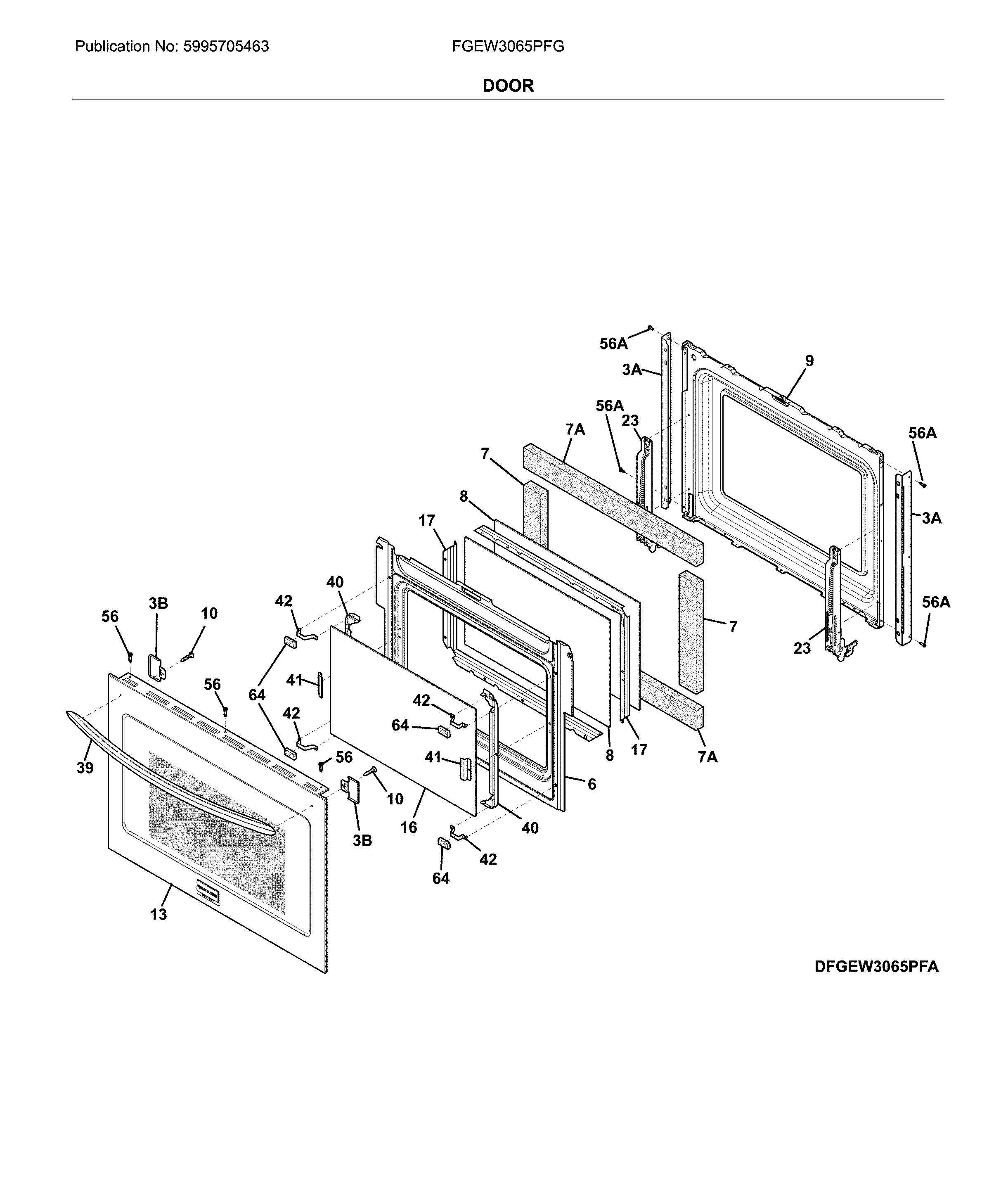 Frigidaire FGEW3065PFG door diagram