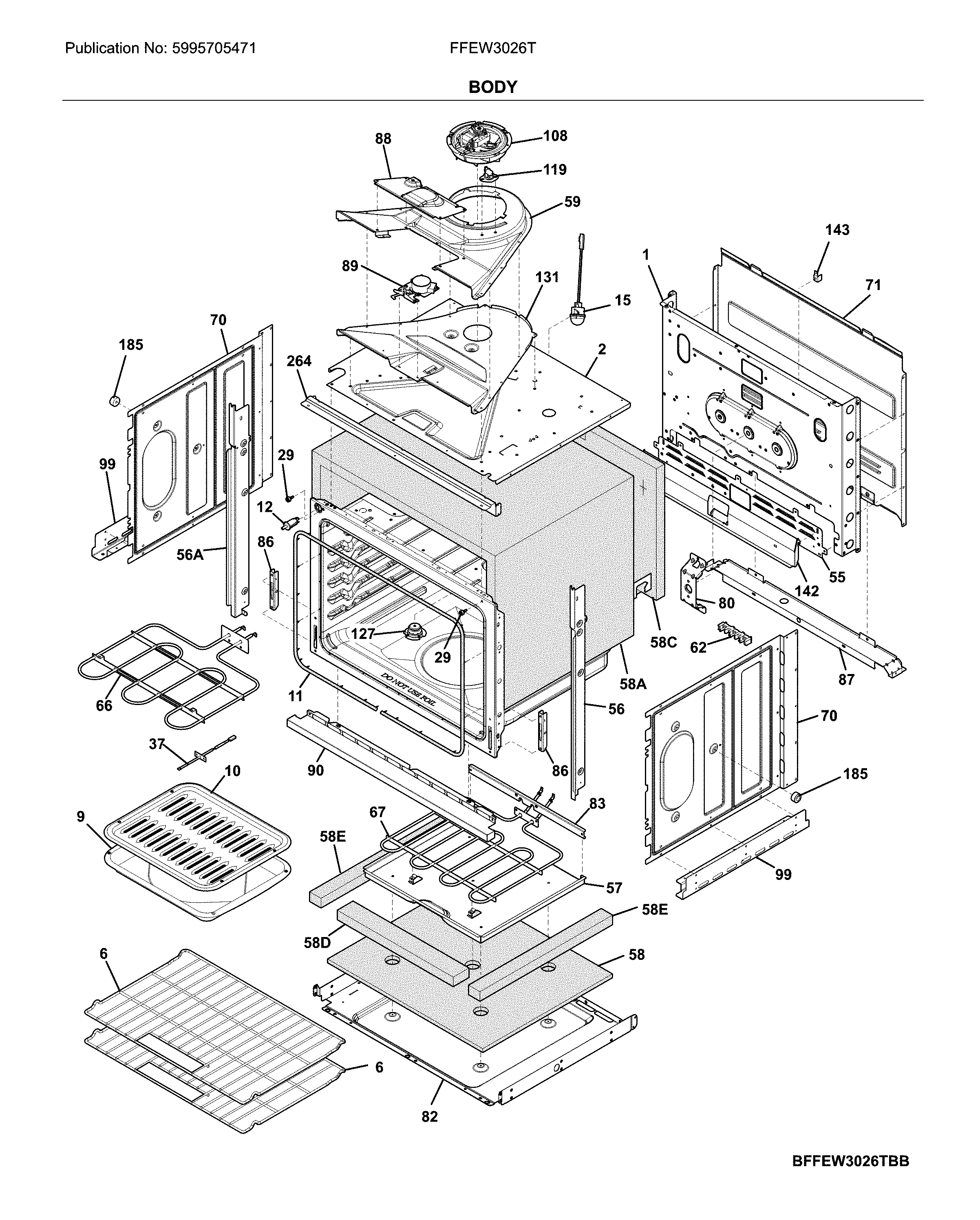 Frigidaire FFEW3026TDC body diagram