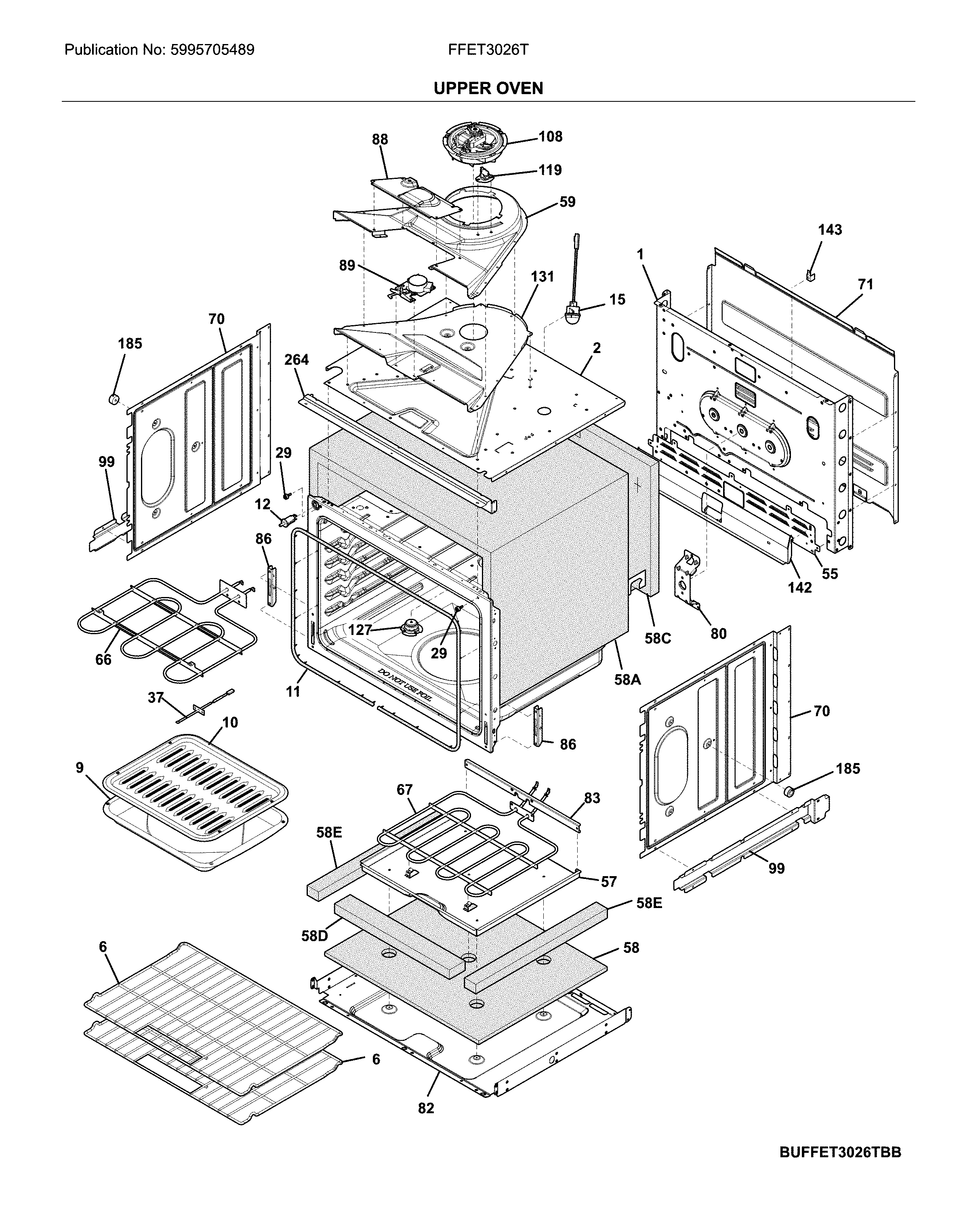 Frigidaire FFET3026TDC upper oven diagram