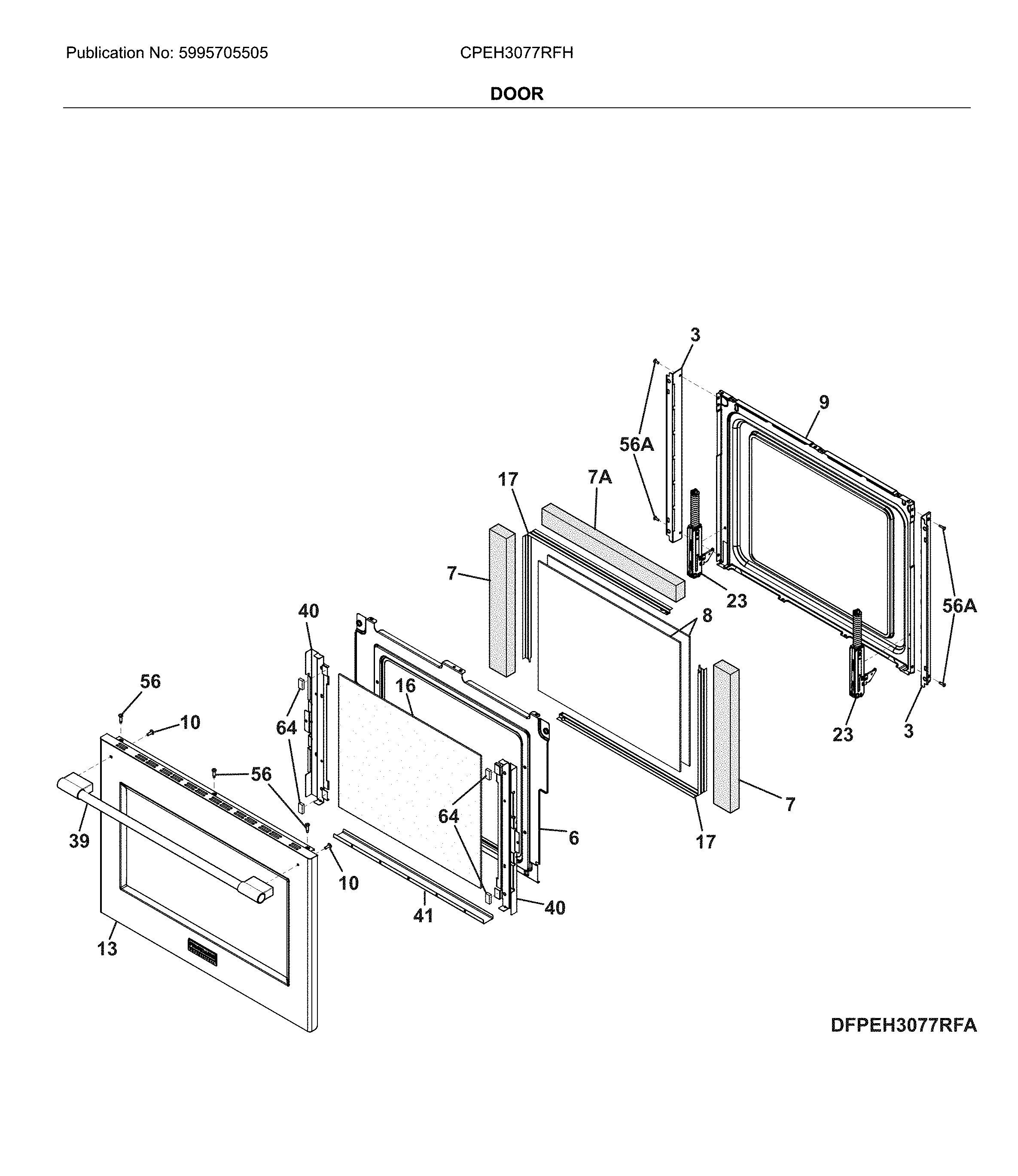 Frigidaire CPEH3077RFH door diagram