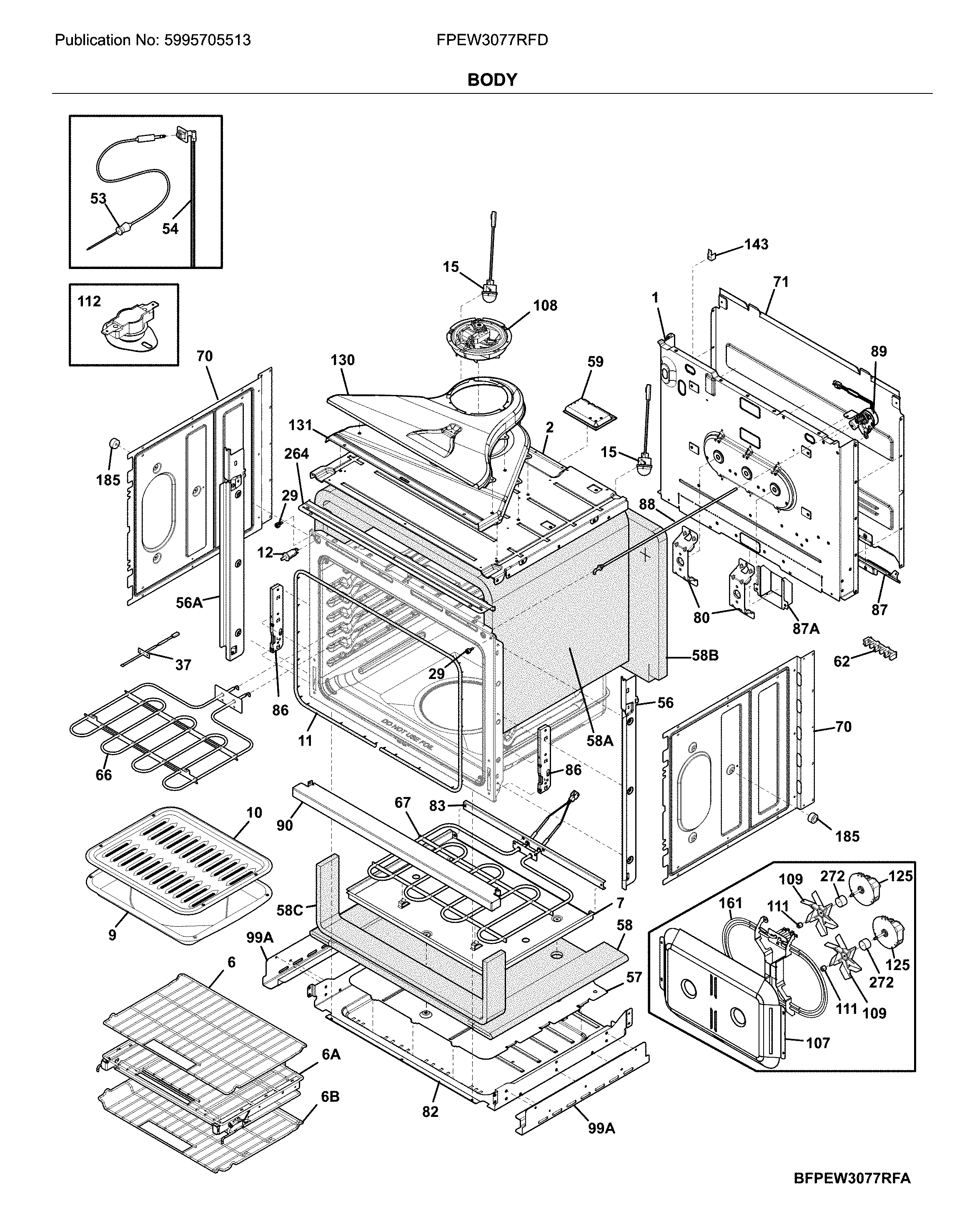 Frigidaire FPEW3077RFD body diagram
